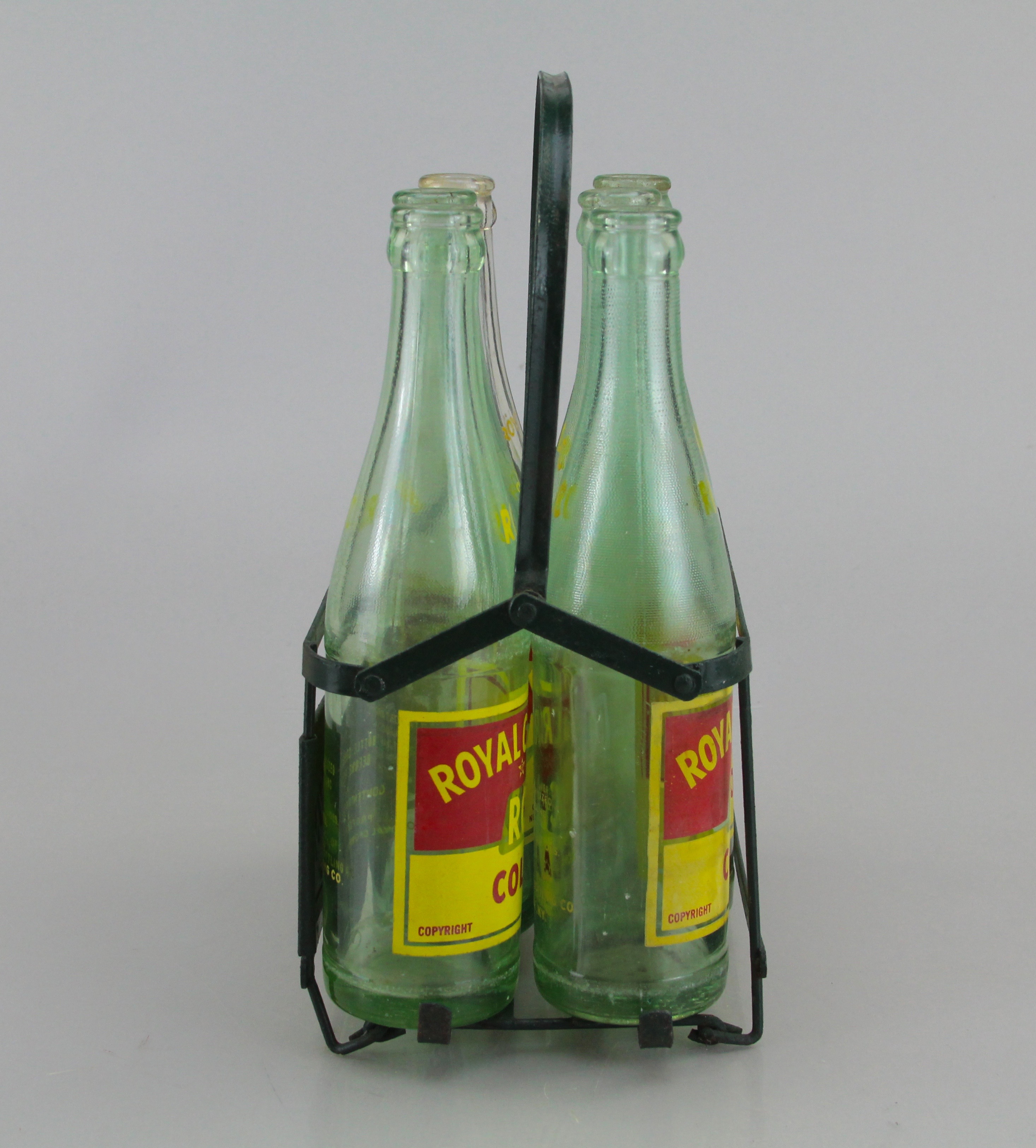 Vintage Royal Crown Cola Set Of Six Bottles With Metal Case 1936