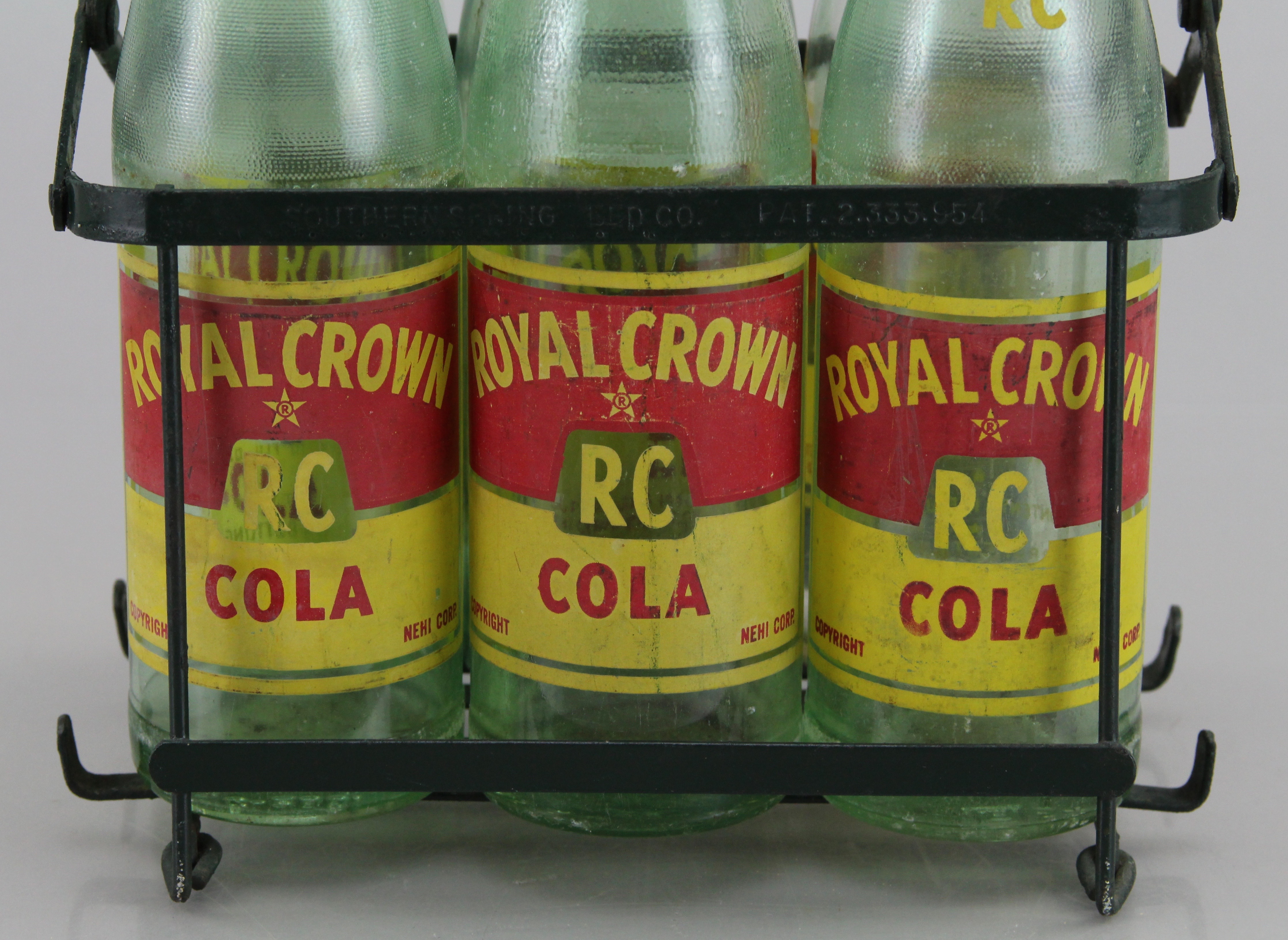 Vintage Royal Crown Cola Set Of Six Bottles With Metal Case 1936