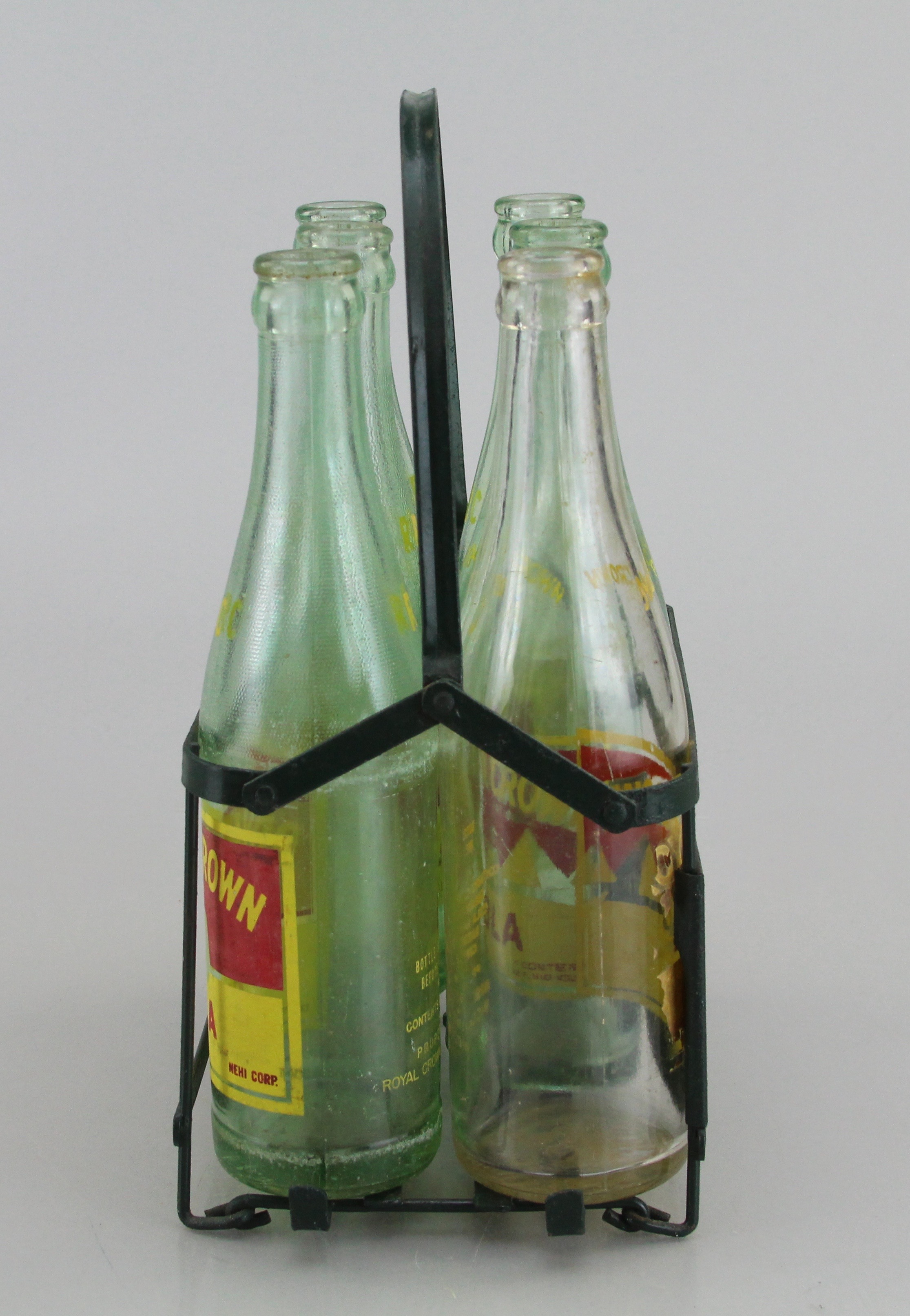 Vintage Royal Crown Cola Set Of Six Bottles With Metal Case 1936