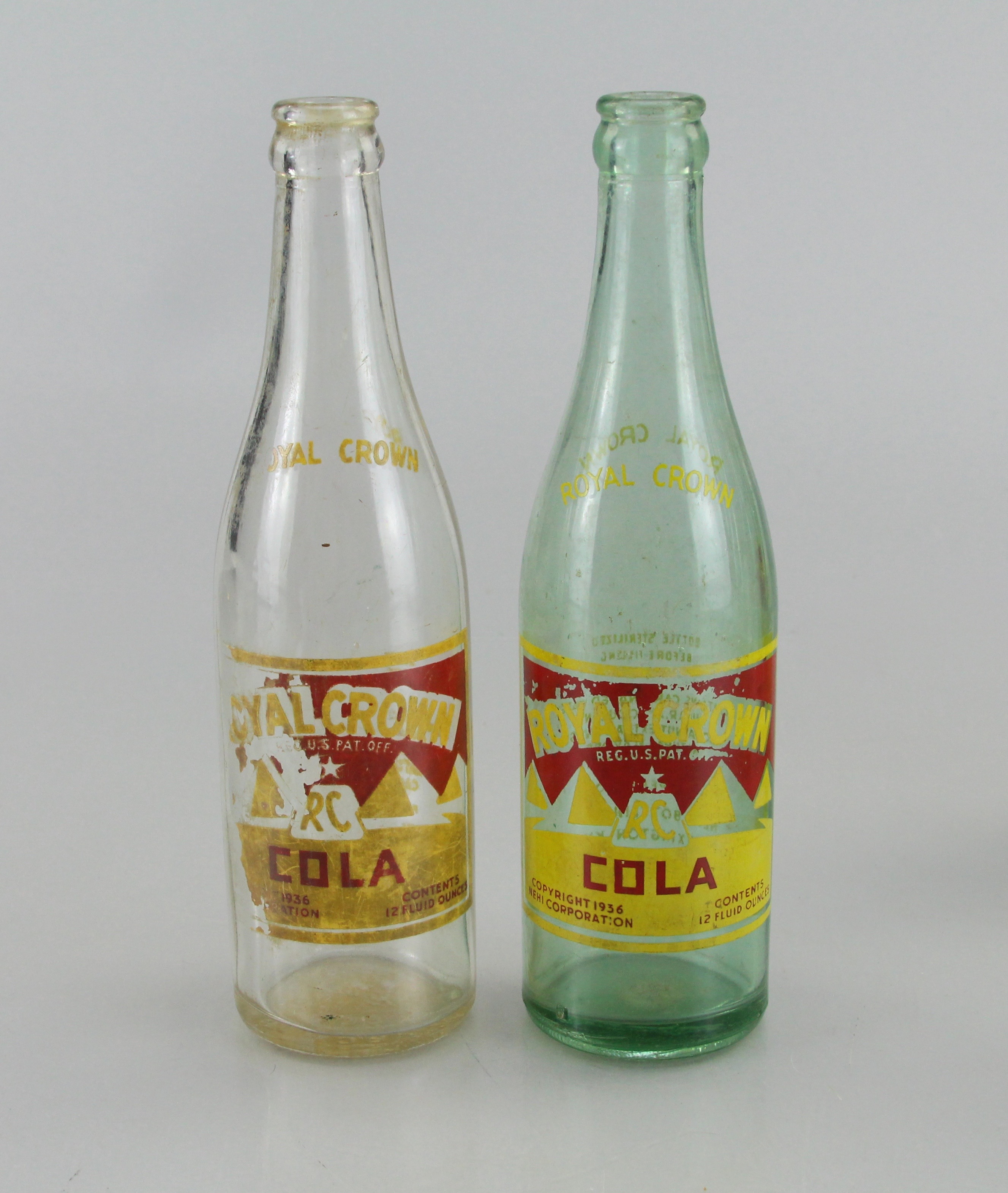 Vintage Royal Crown Cola Set Of Six Bottles With Metal Case 1936