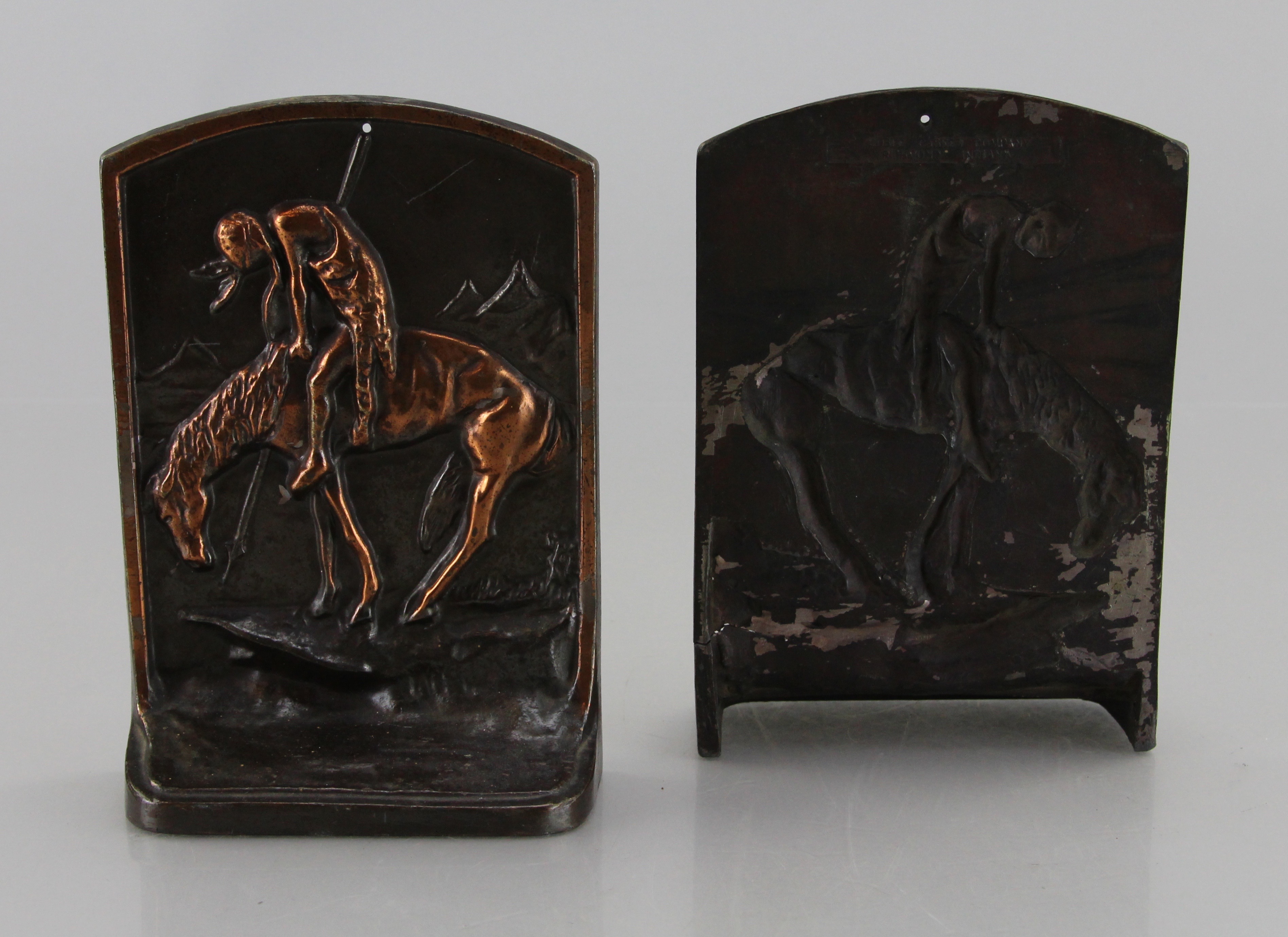 Copper Plated End Of The Trail Picture Bookends
