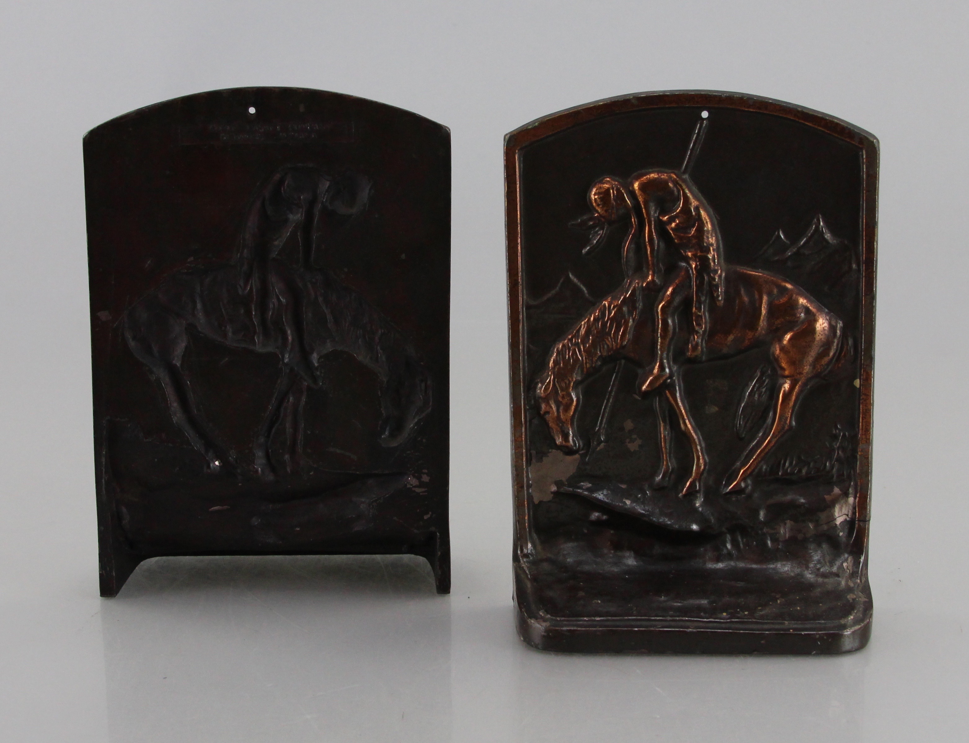 Copper Plated End Of The Trail Picture Bookends