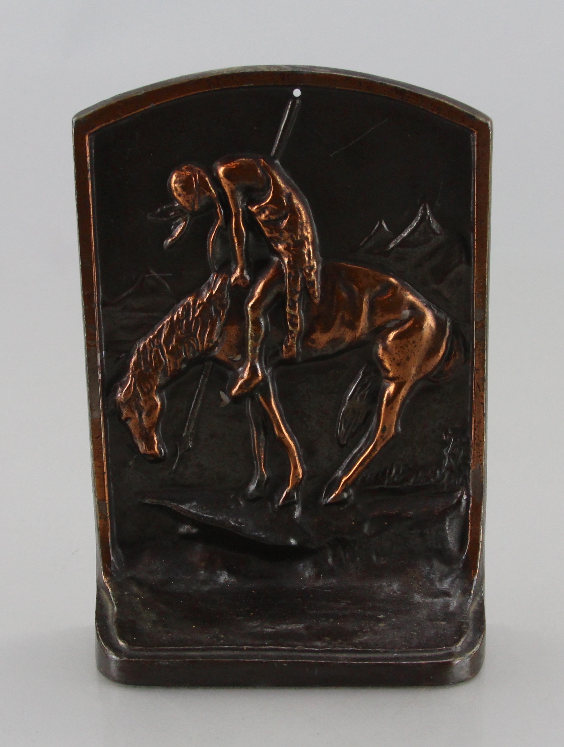 Copper Plated End Of The Trail Picture Bookends