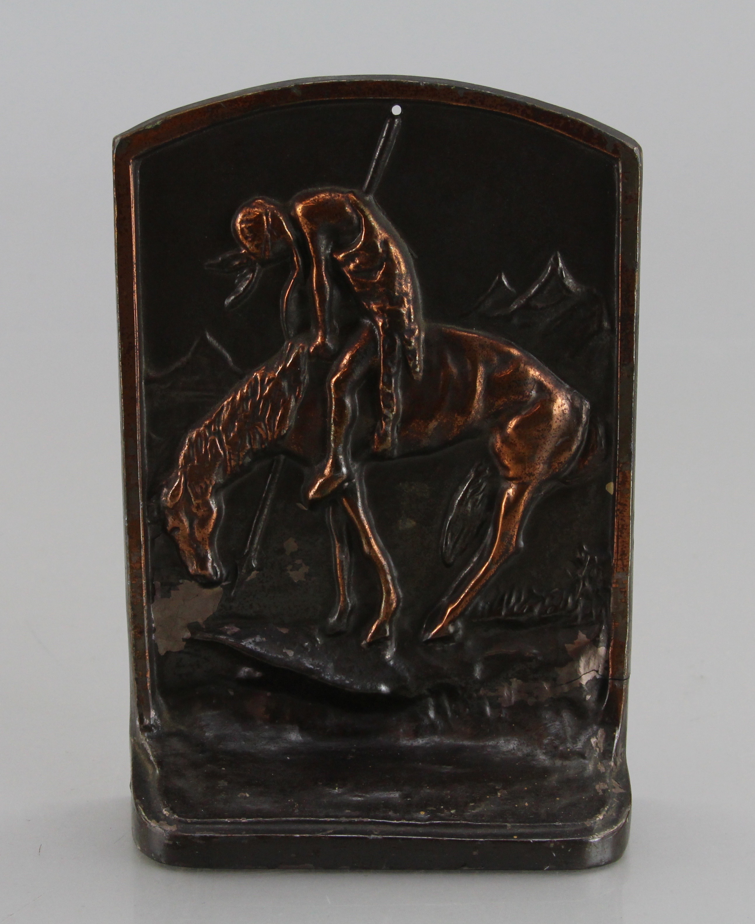 Copper Plated End Of The Trail Picture Bookends