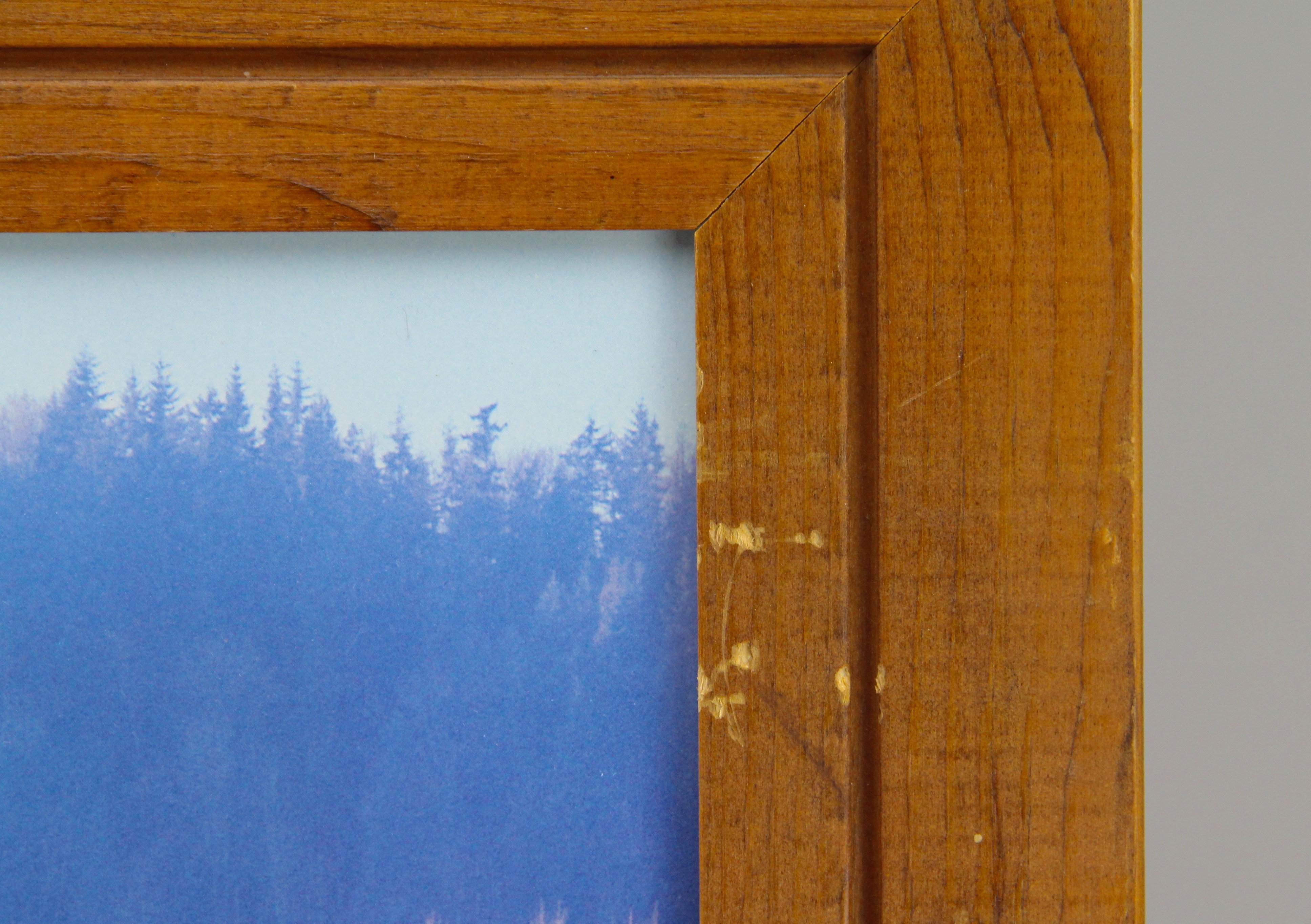 Wooden Framed Photo of Corn Crib Barn in Harvested Corn Field