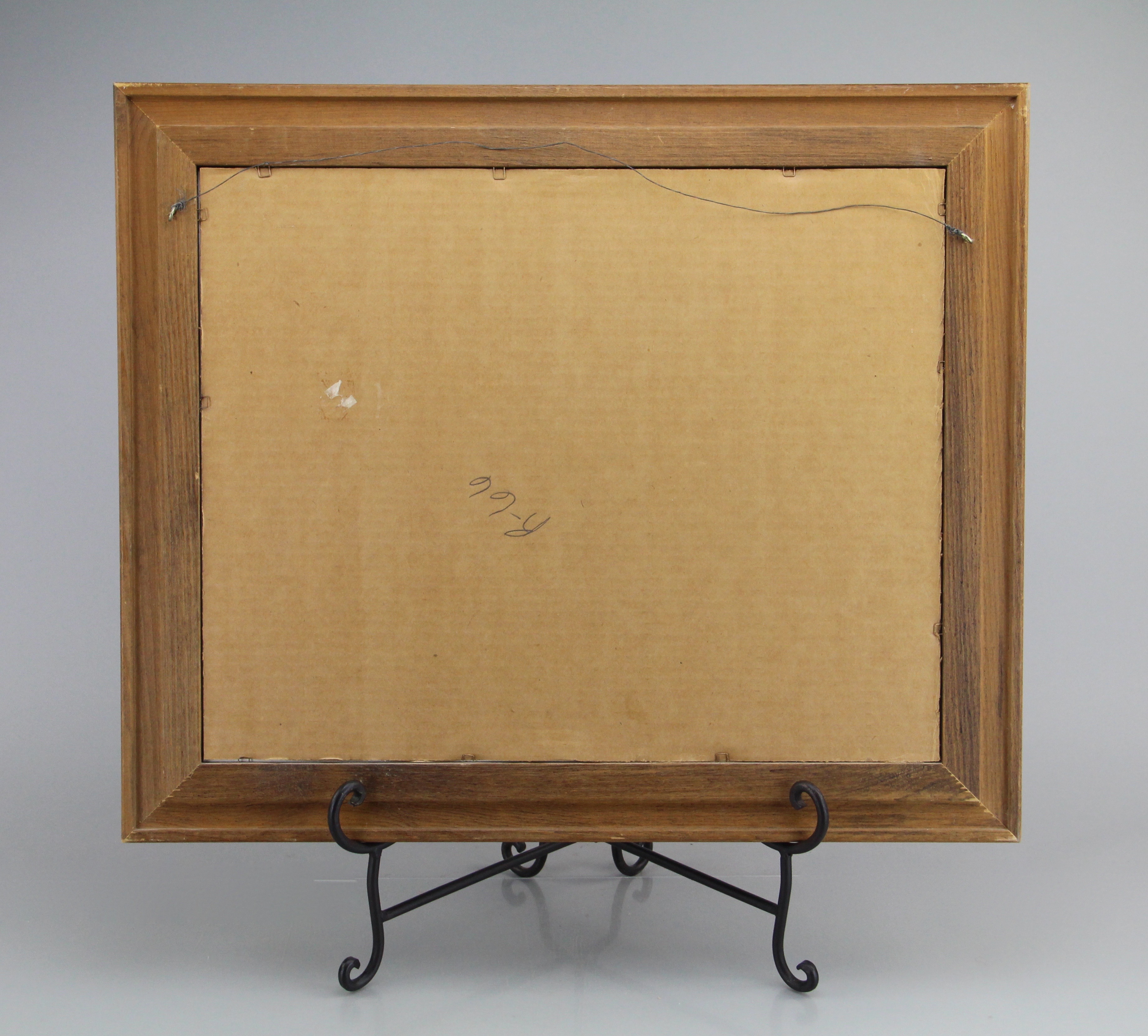 Wooden Framed Photo of Corn Crib Barn in Harvested Corn Field