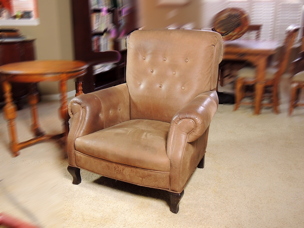 Brown Faux Leather Armchair