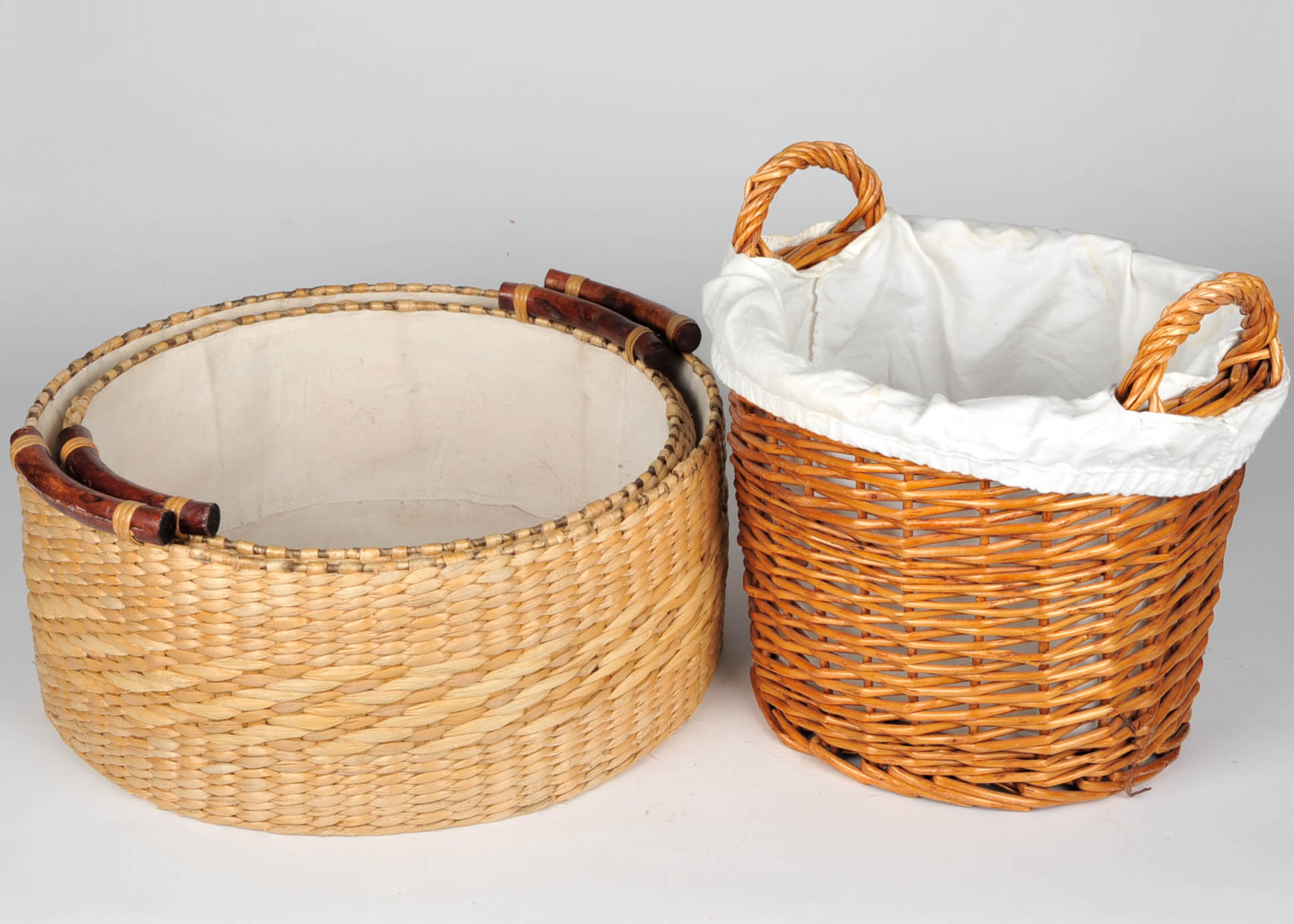 Linen Lined Wicker Baskets