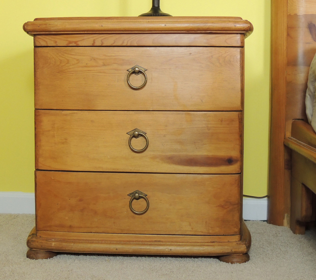 Rustic Arhaus Pine Queen Bed Frame and Matching Night Stands