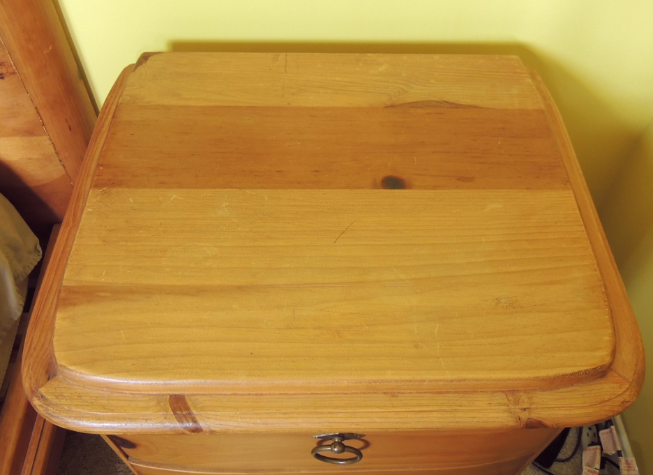 Rustic Arhaus Pine Queen Bed Frame and Matching Night Stands