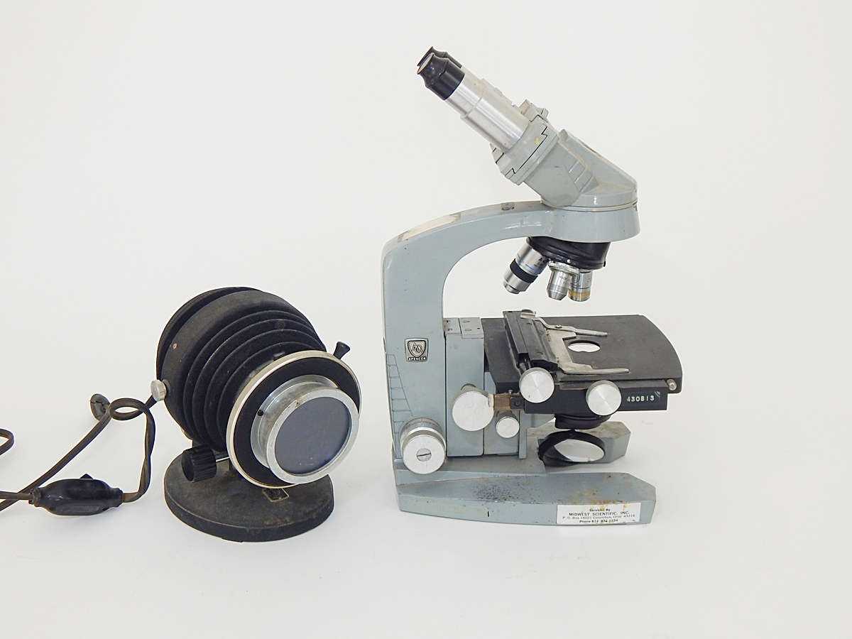 Vintage AO Spencer Trinocular Microscope with Light