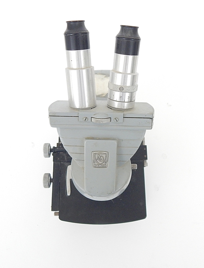 Vintage AO Spencer Trinocular Microscope with Light