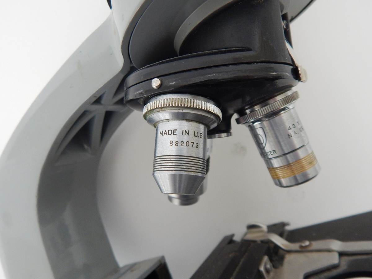 Vintage AO Spencer Trinocular Microscope with Light