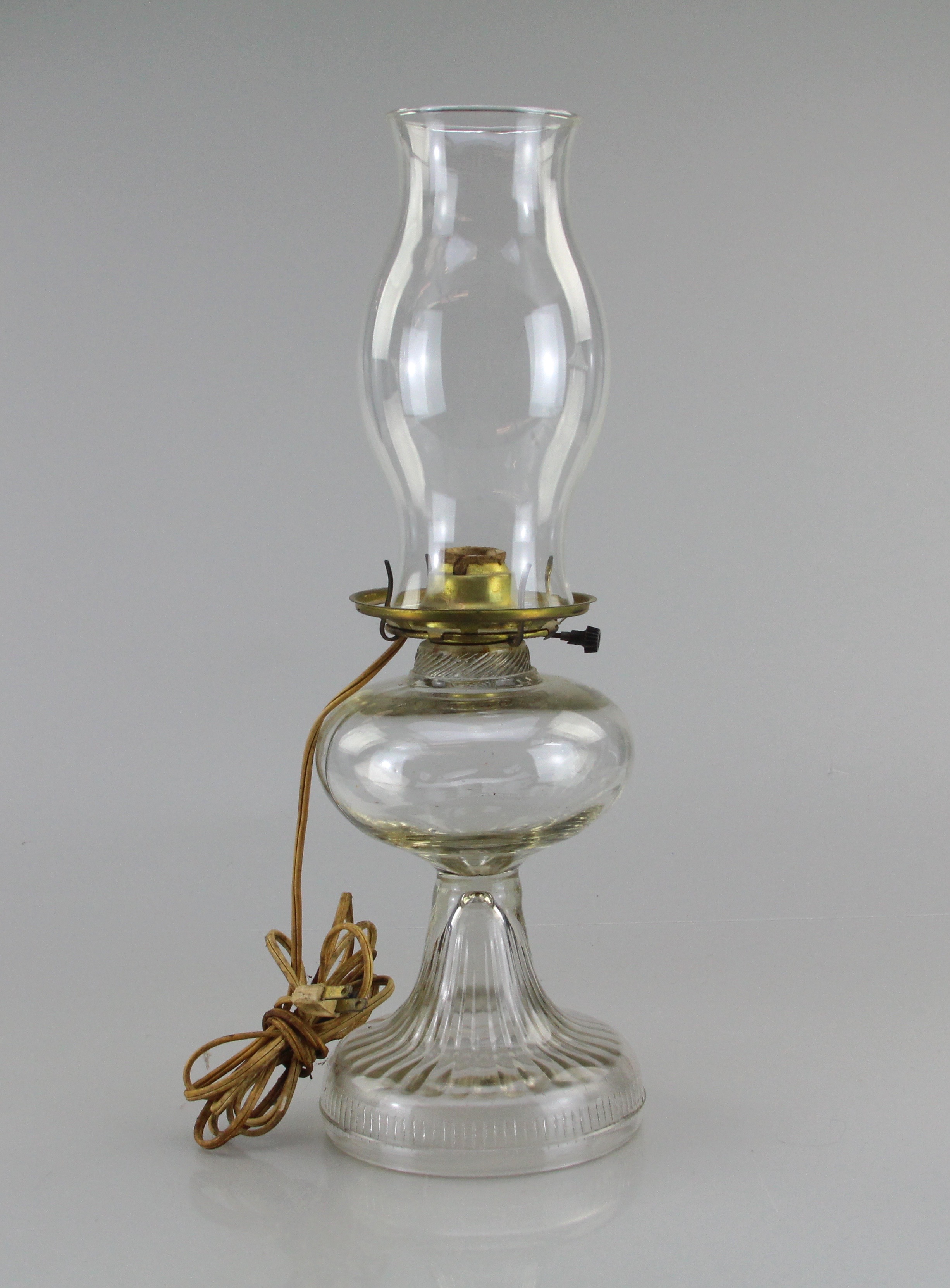 Duo of Electrified Glass Oil Lamps