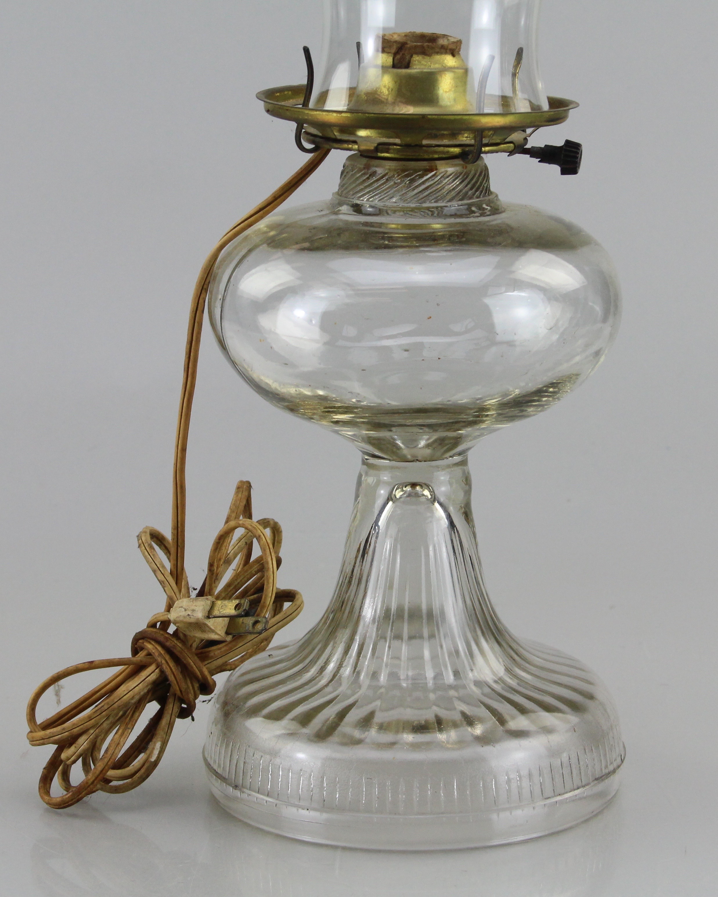 Duo of Electrified Glass Oil Lamps