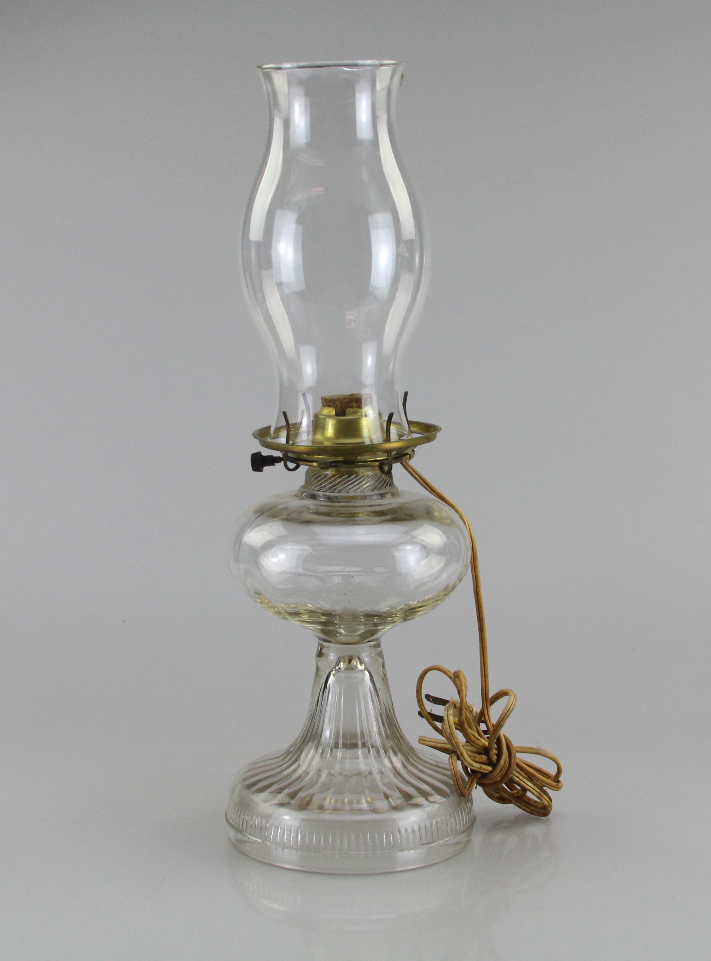 Duo of Electrified Glass Oil Lamps
