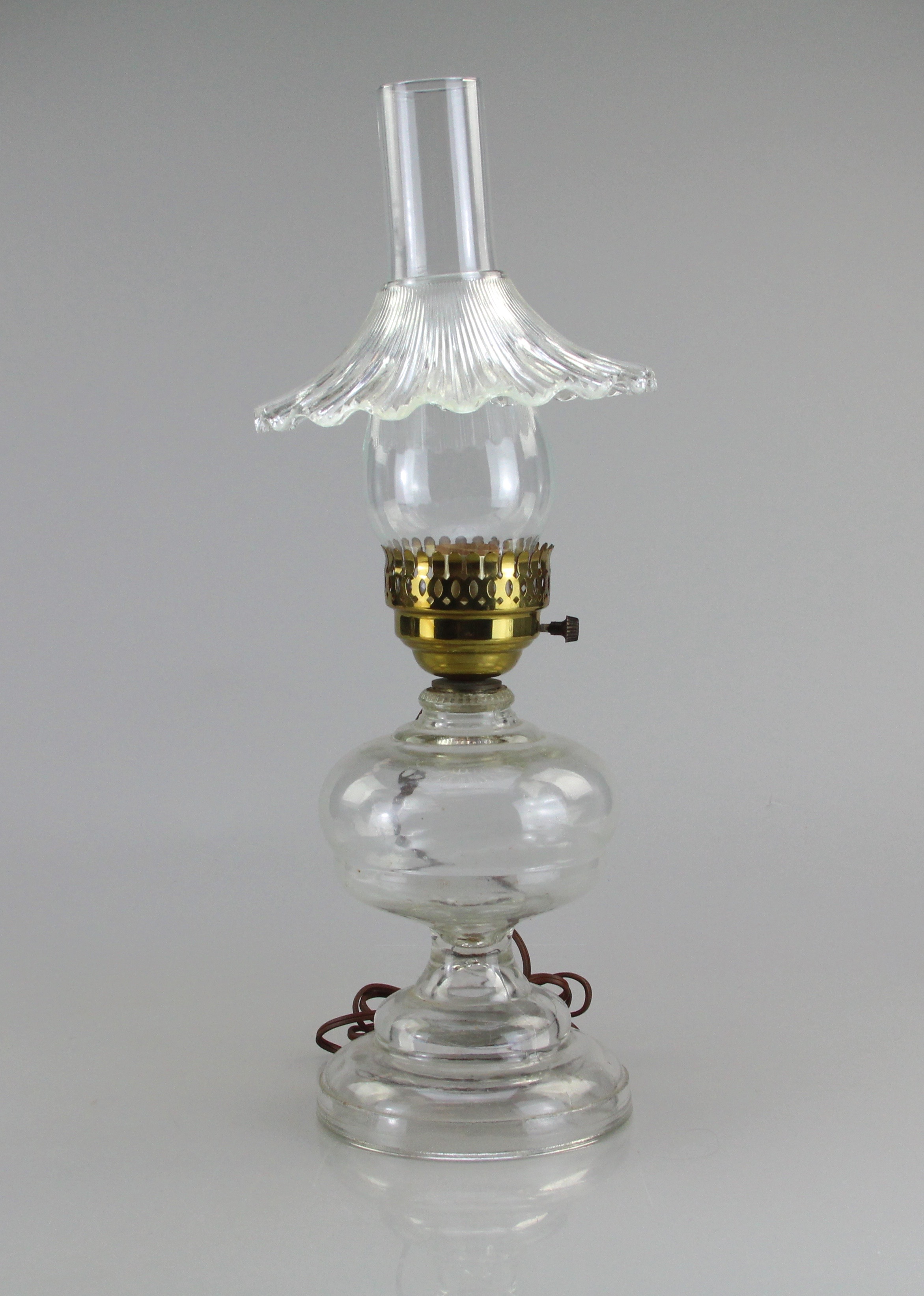 Duo of Electrified Glass Oil Lamps