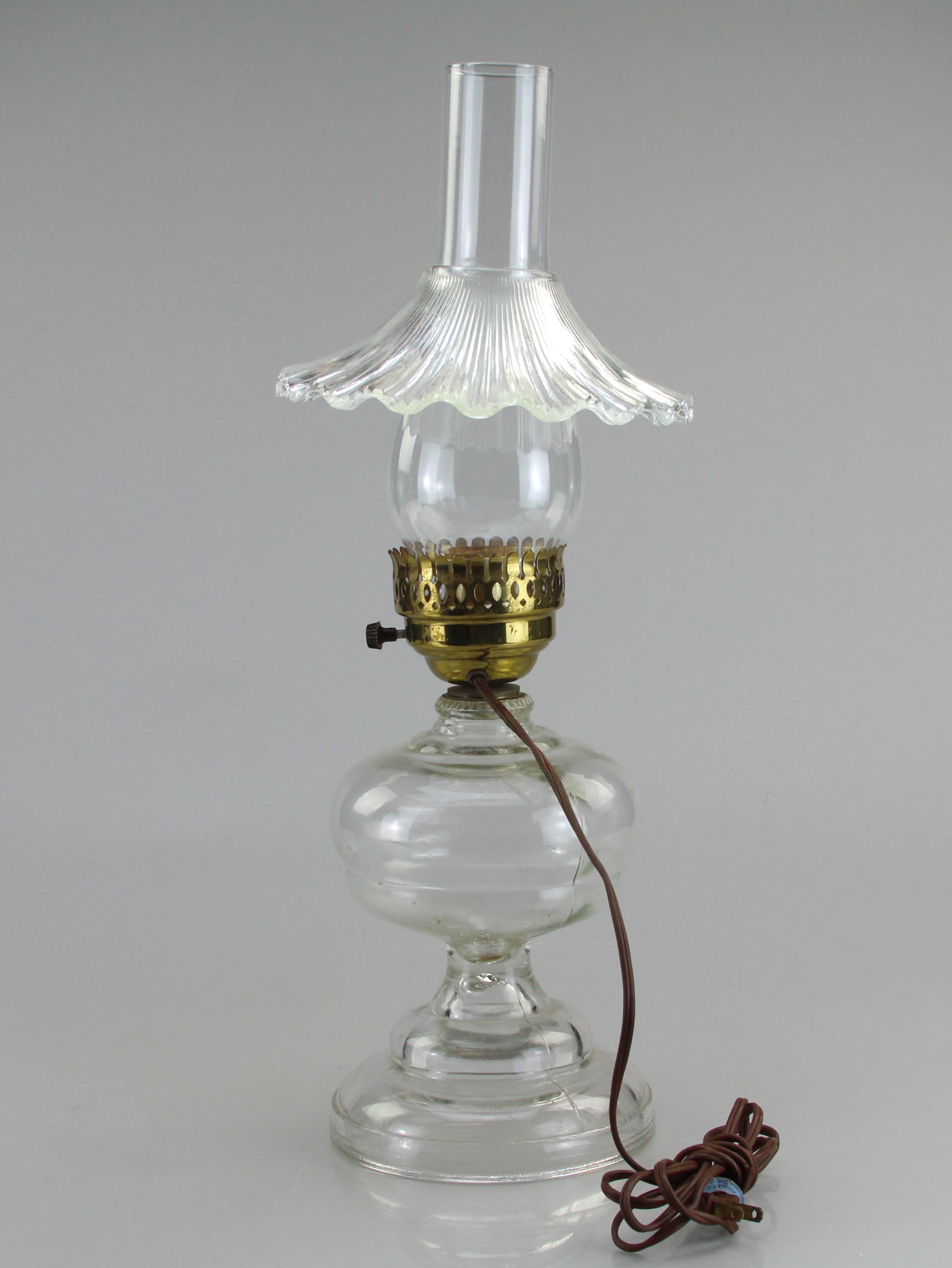 Duo of Electrified Glass Oil Lamps