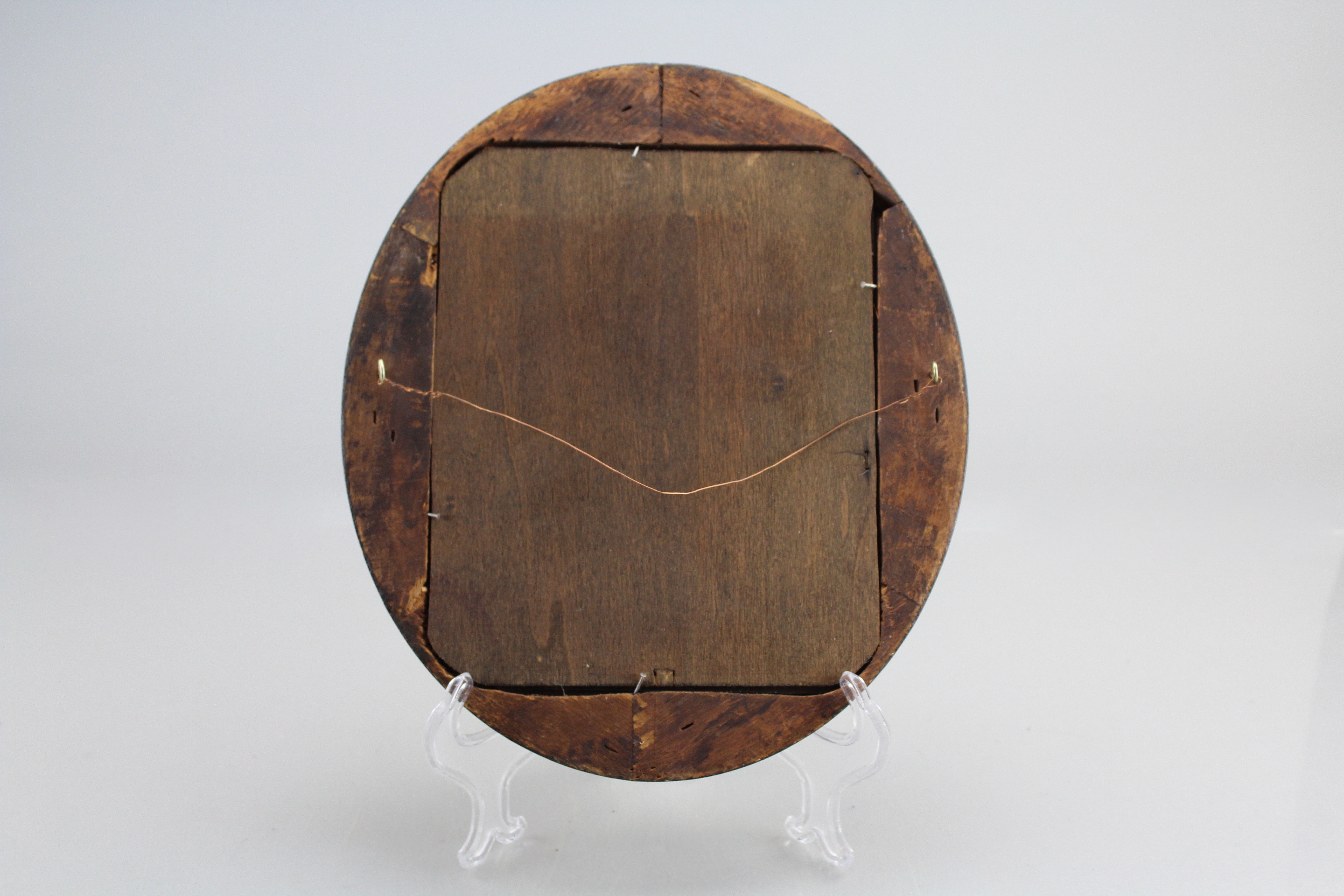 Assortment of Oval Wooden Framed Needle Point Art and Empty Frame