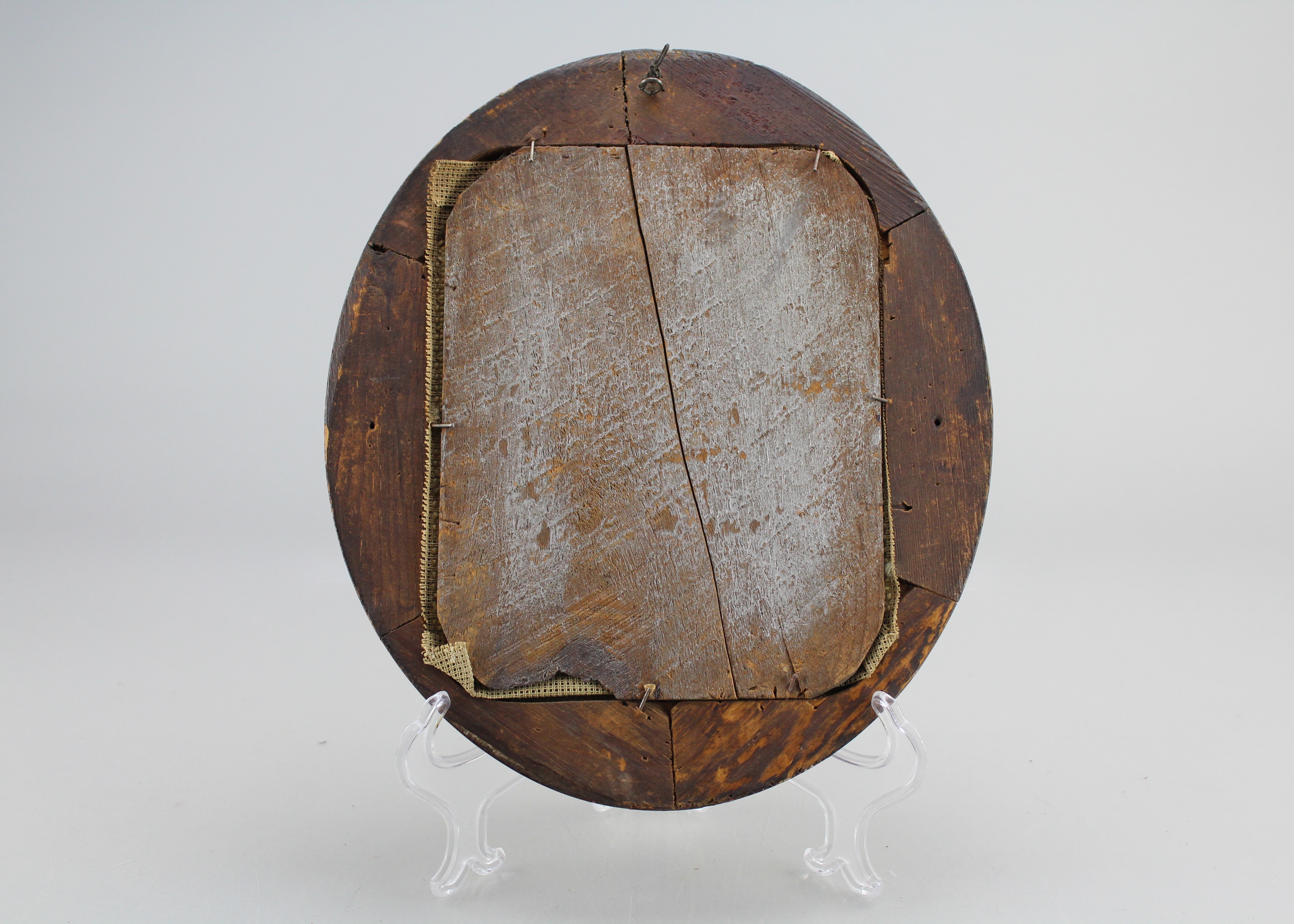 Assortment of Oval Wooden Framed Needle Point Art and Empty Frame