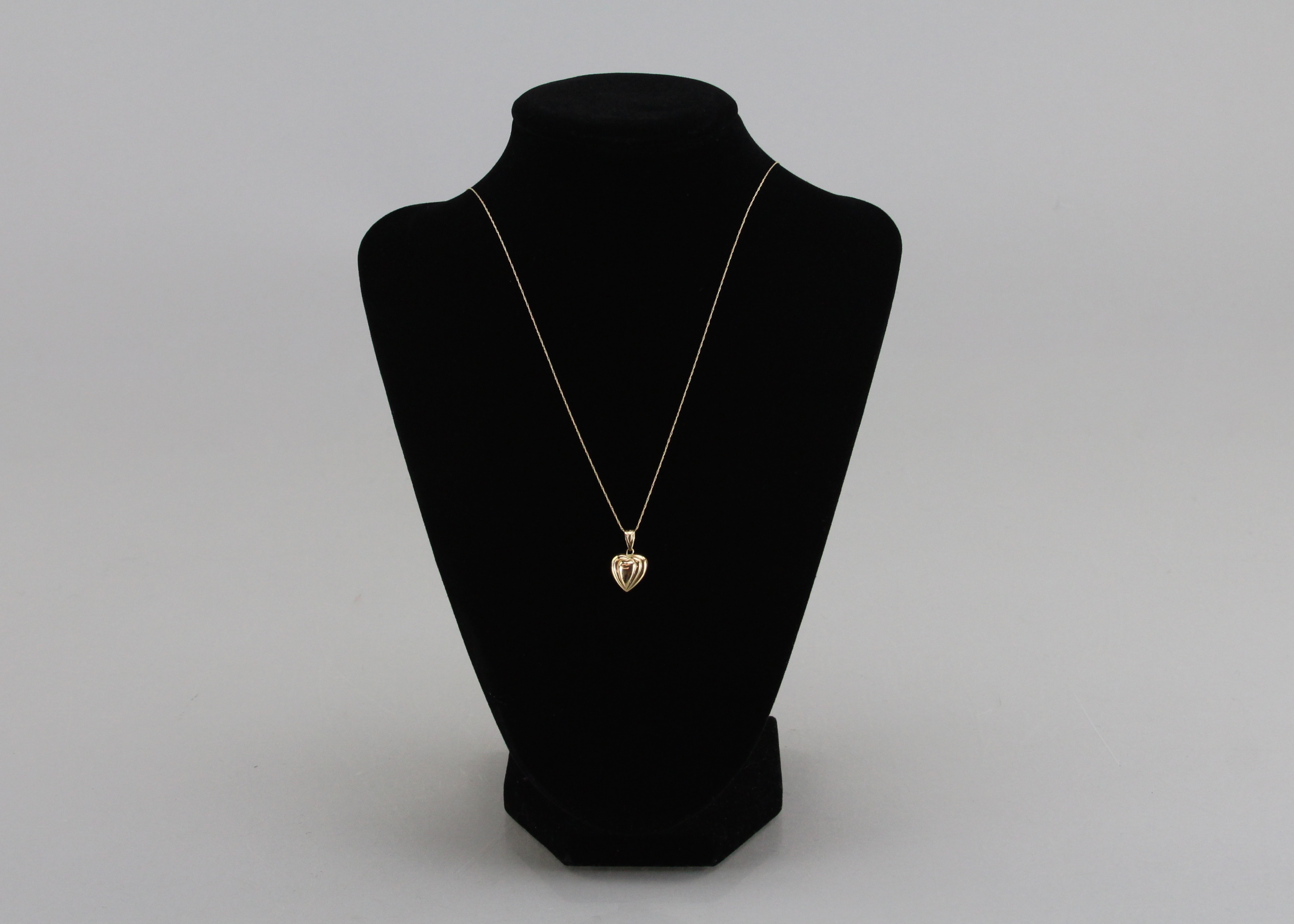 14K Golden Heart Pendant Necklace With Thin Chain