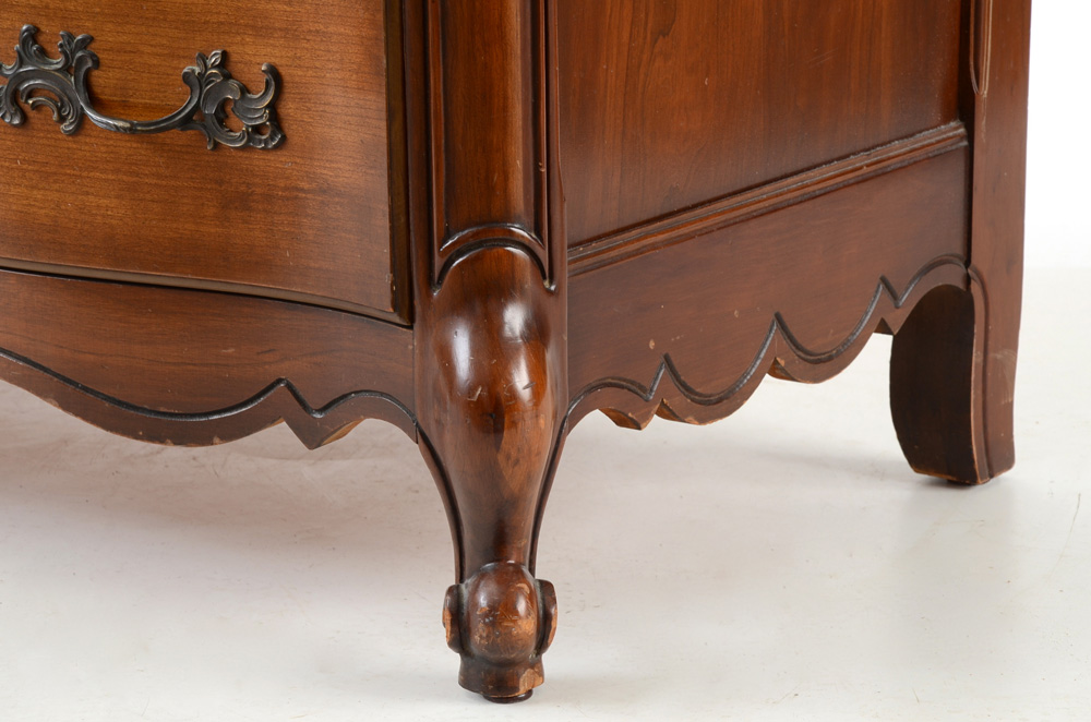 Vintage French Provincial Style Glass Top Chest of Drawers