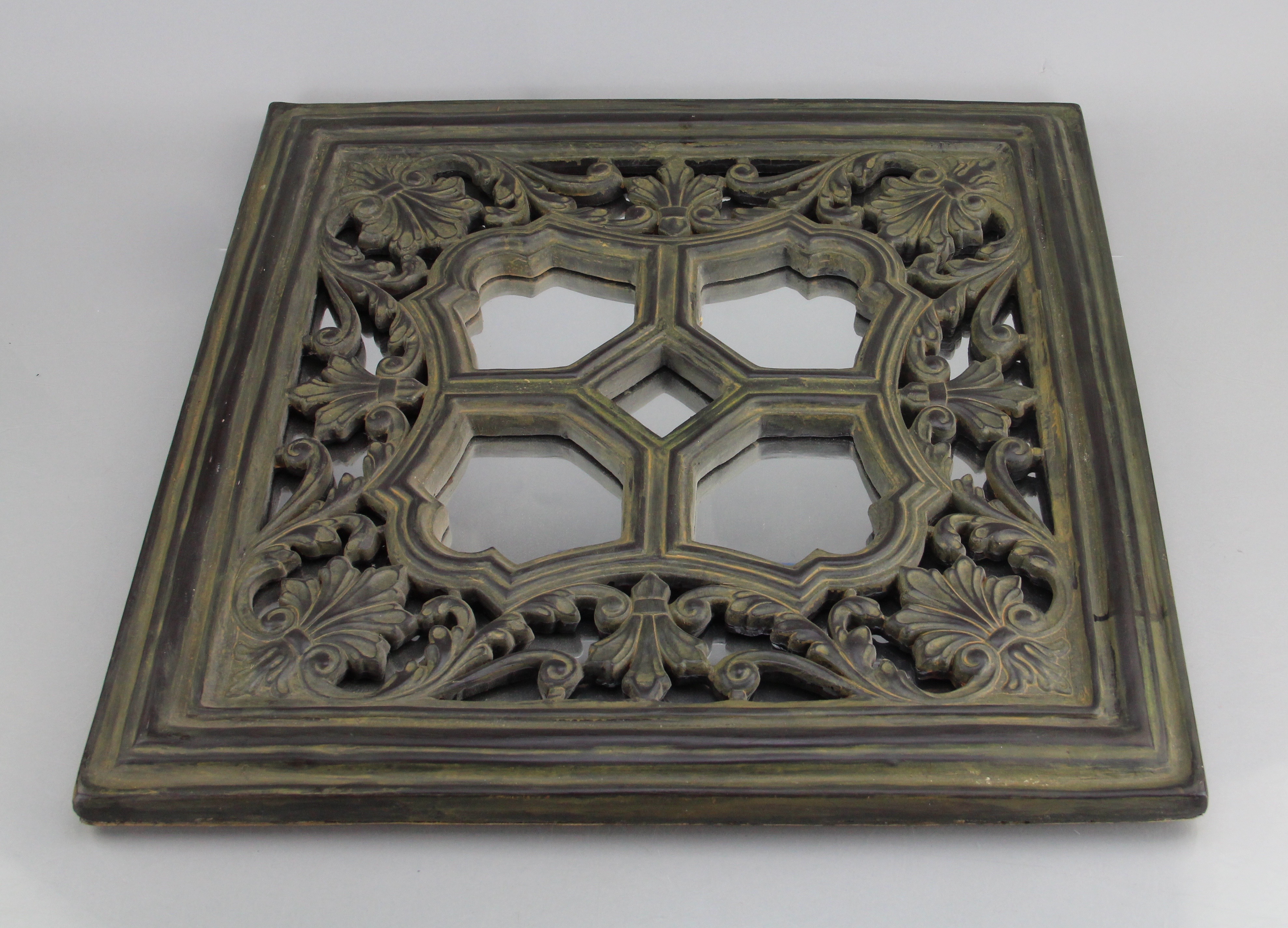 Vintage Decorative Mirror Framed In Wood