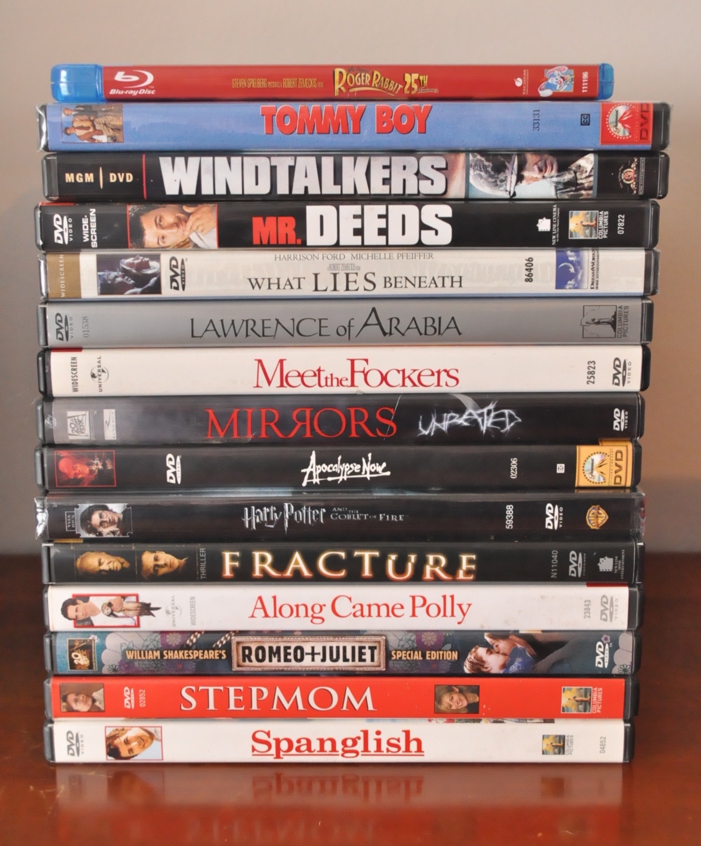 Box of DVDs and Audio Books