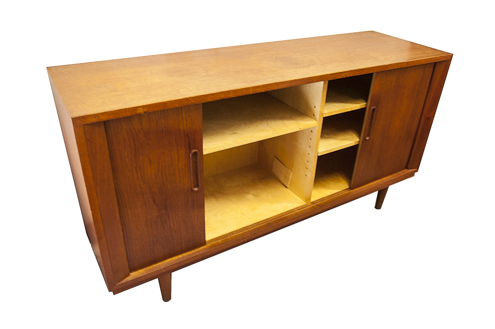 Danish Teak Tambour Credenza, Style of Ib Kofod Larsen