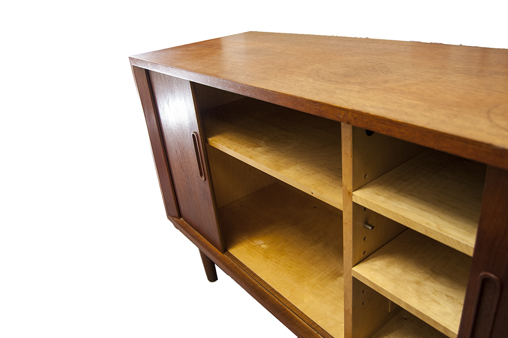 Danish Teak Tambour Credenza, Style of Ib Kofod Larsen
