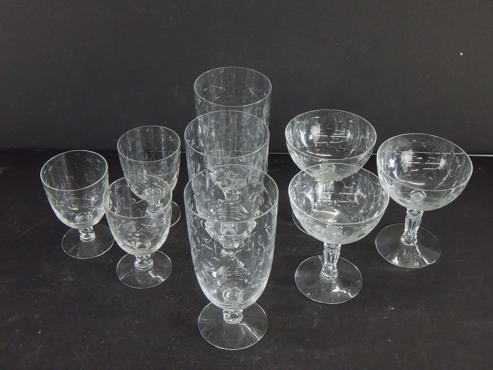 Antique Etched Crystal Stemware