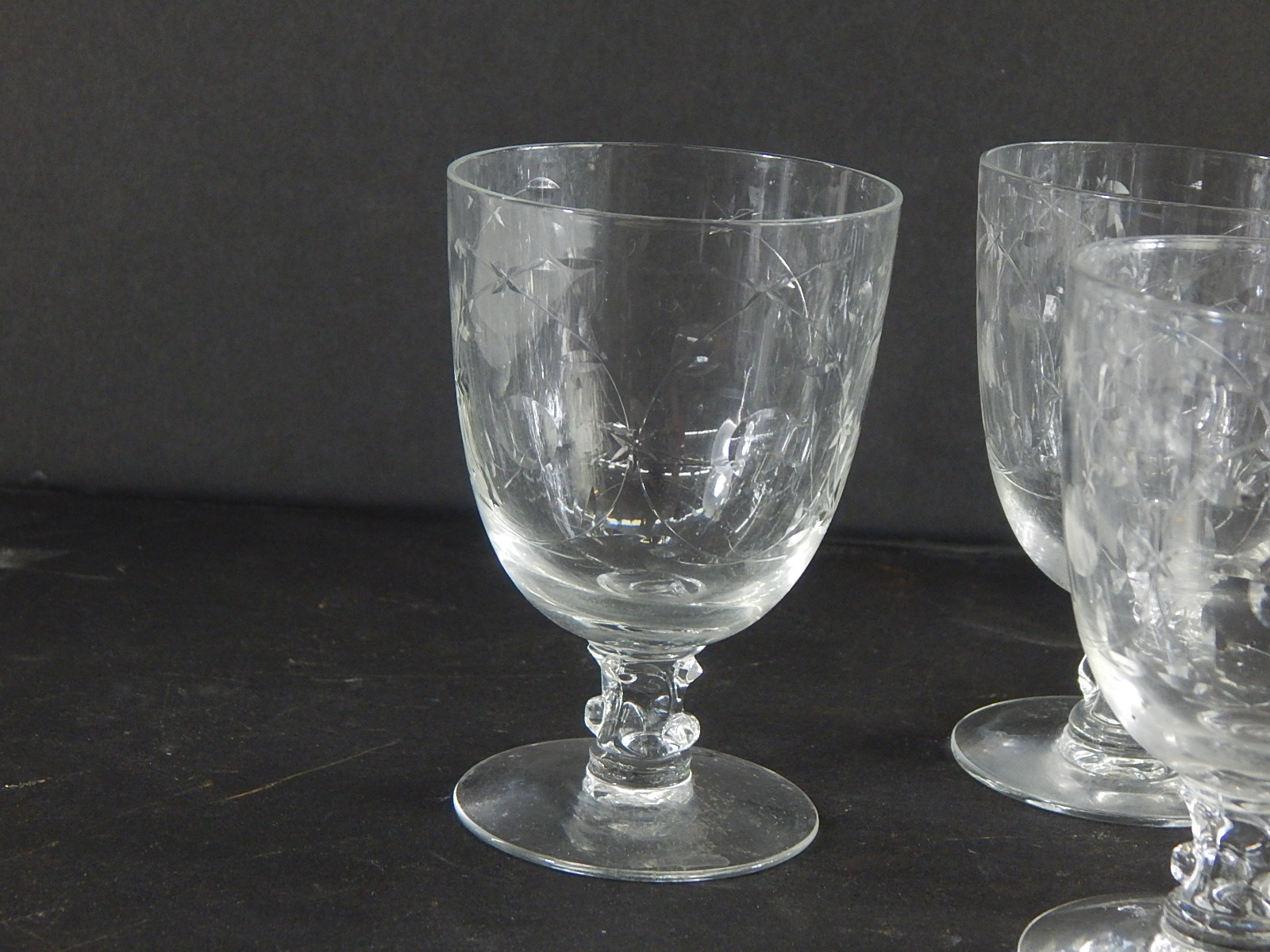 Antique Etched Crystal Stemware