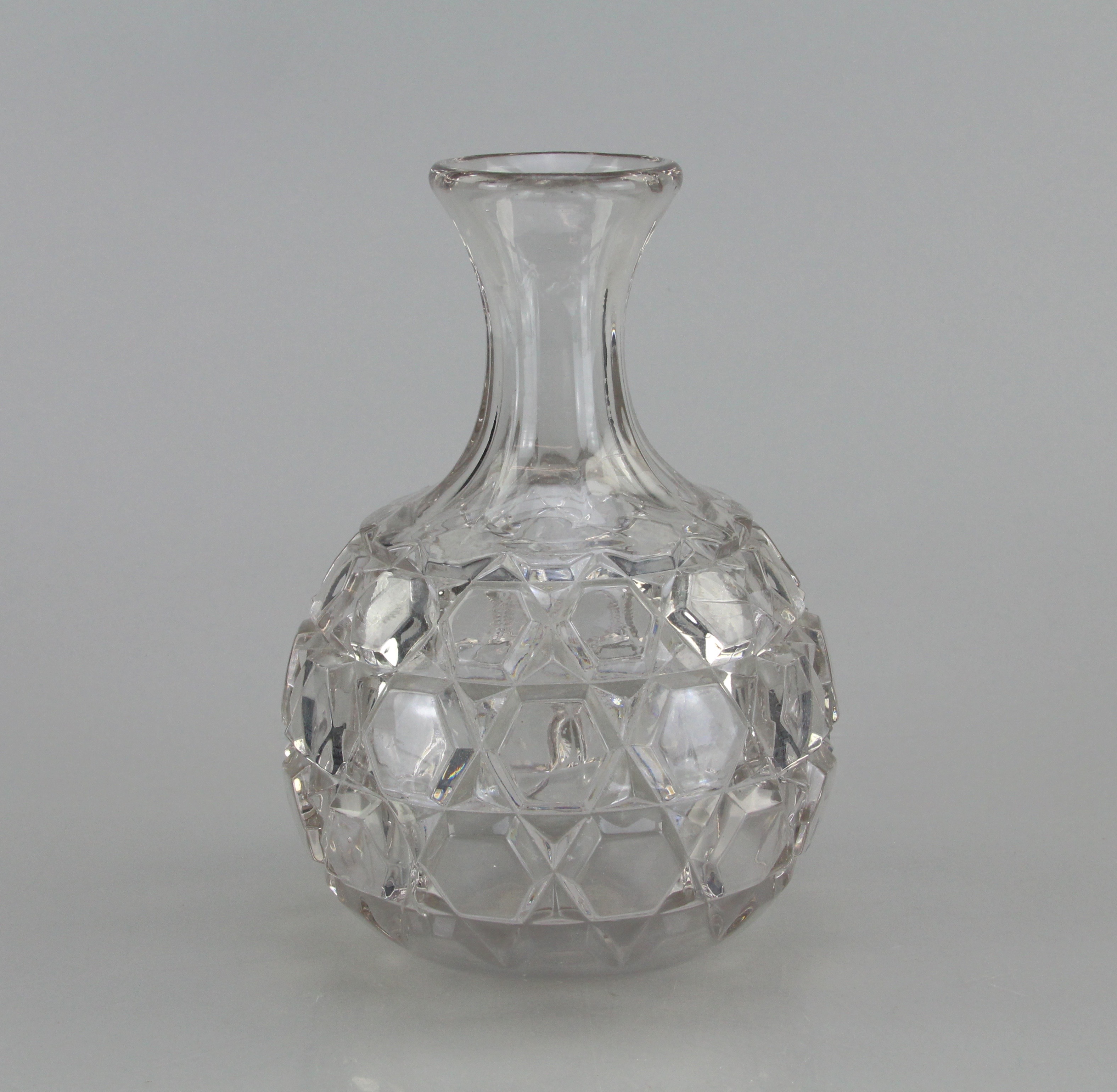 Cut Glass Water Carafe and Glass Fanned Scalloped Edged Basket
