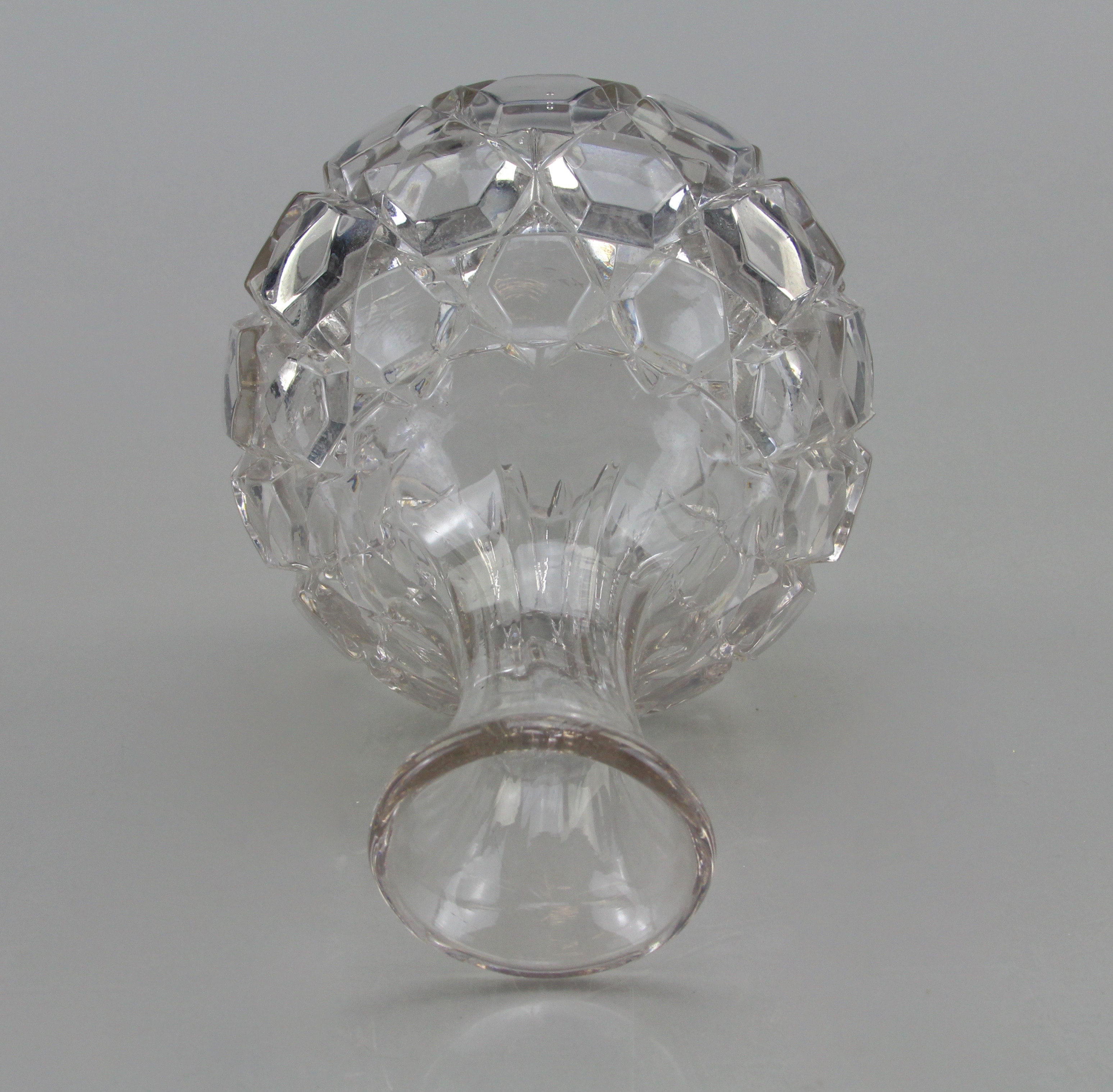 Cut Glass Water Carafe and Glass Fanned Scalloped Edged Basket