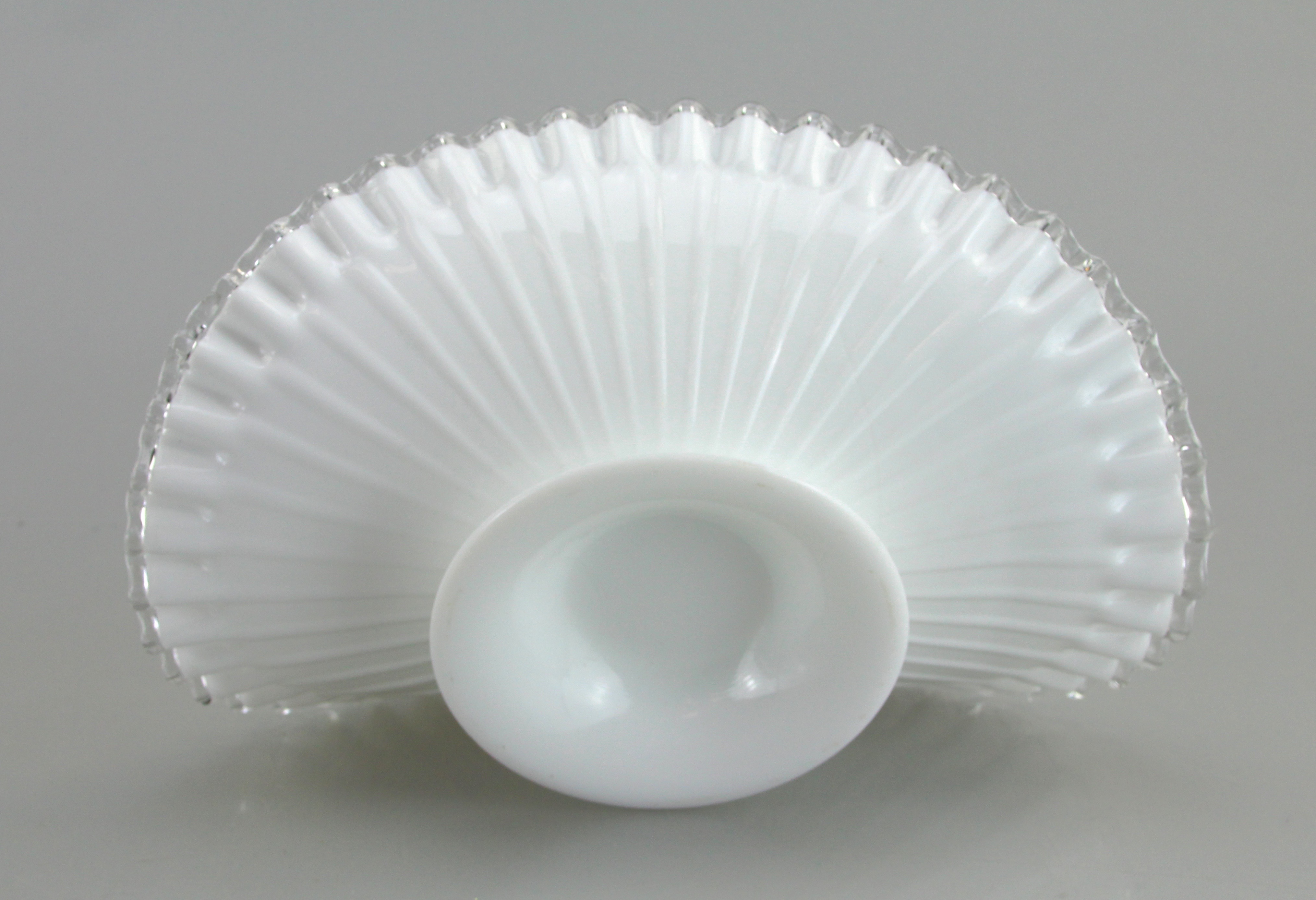 Cut Glass Water Carafe and Glass Fanned Scalloped Edged Basket