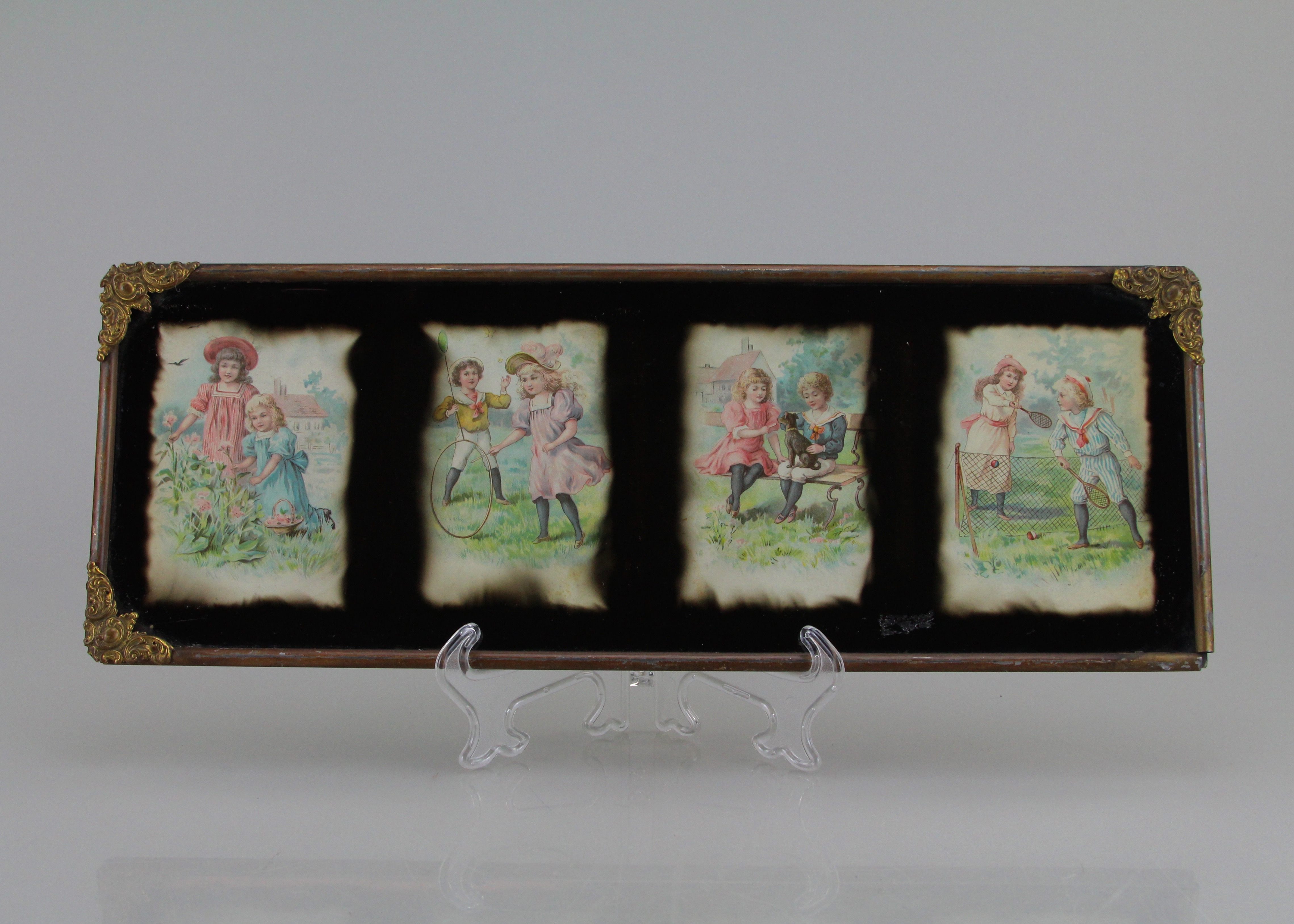 Vintage Offset Lithograph In Rolled Metal Frame