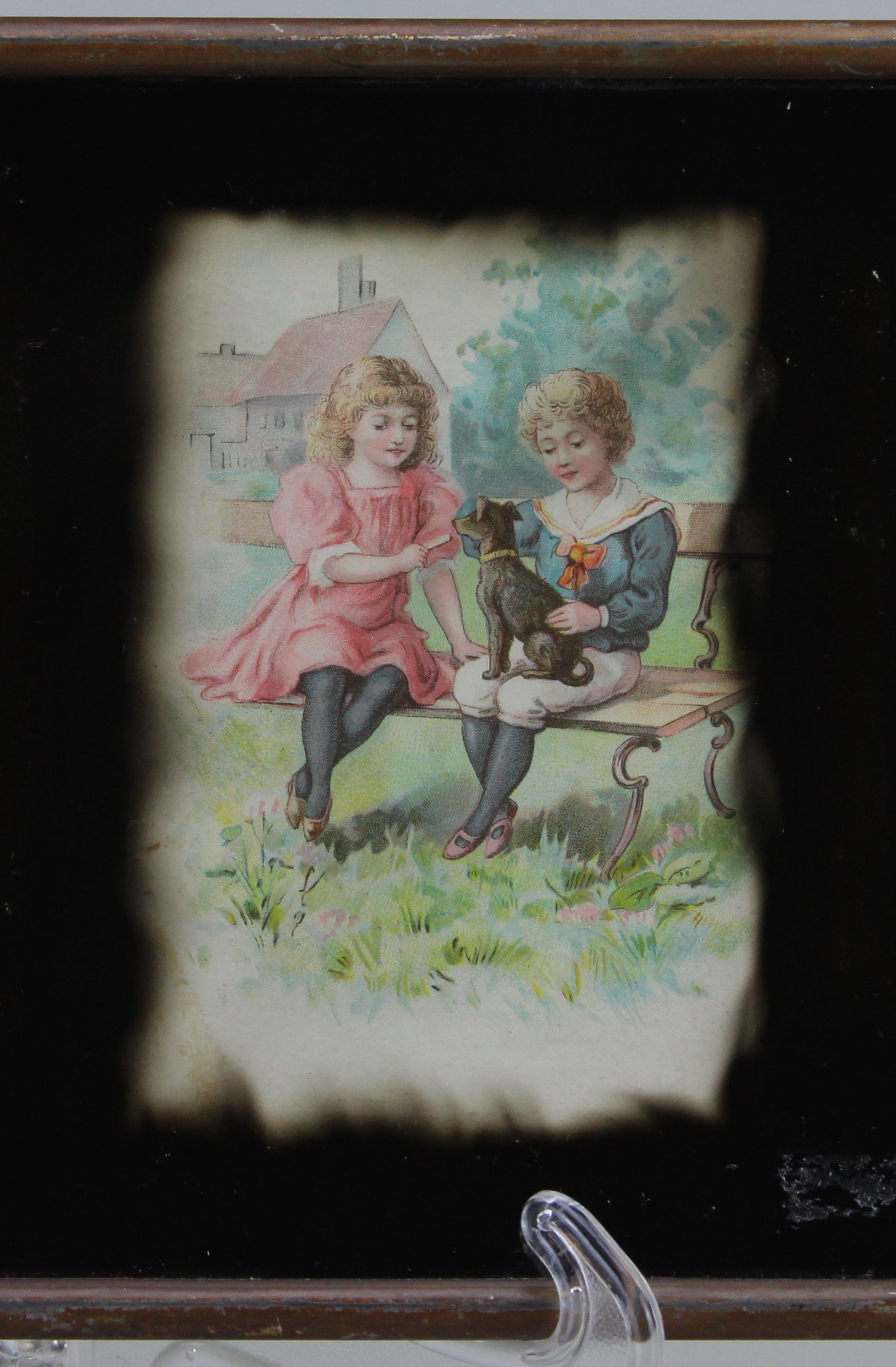 Vintage Offset Lithograph In Rolled Metal Frame