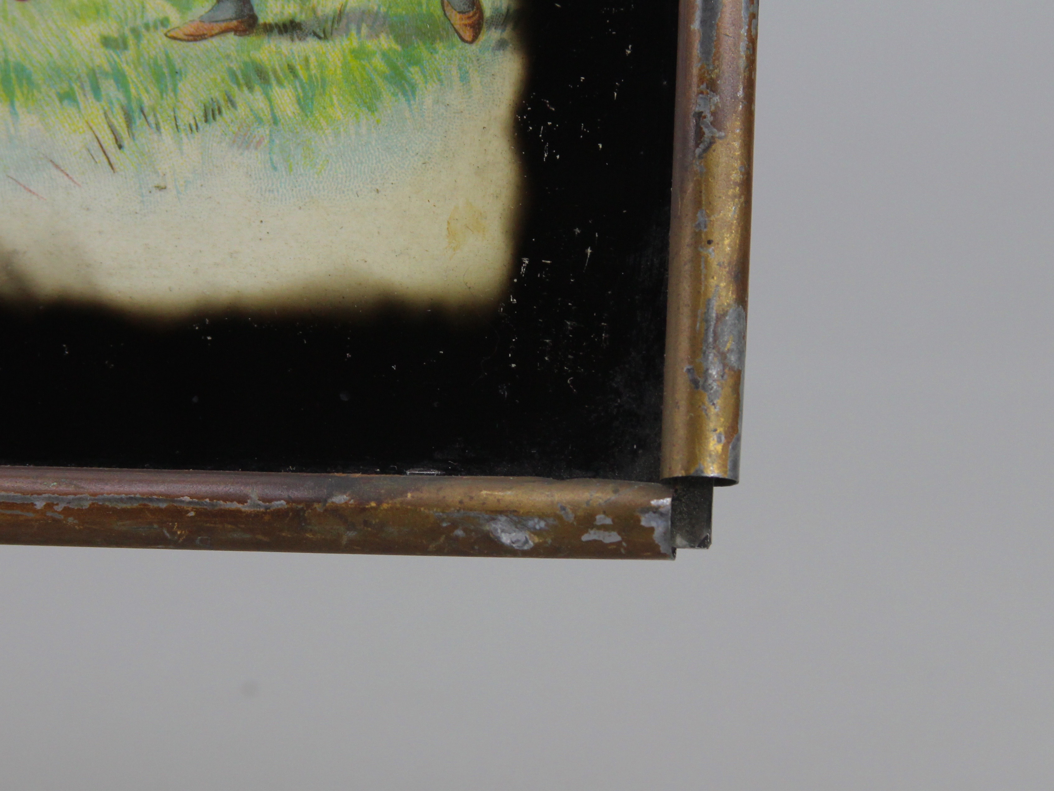 Vintage Offset Lithograph In Rolled Metal Frame