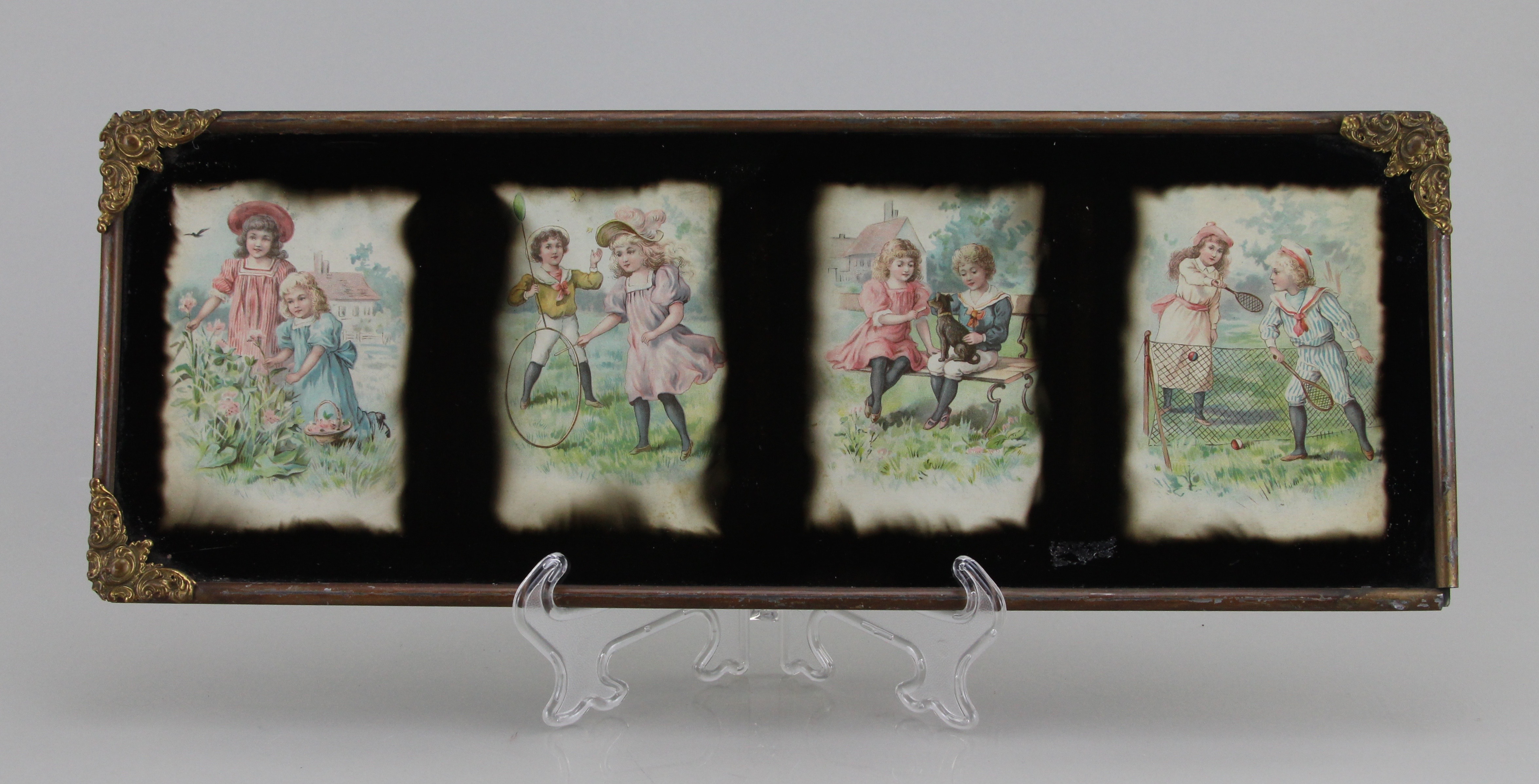 Vintage Offset Lithograph In Rolled Metal Frame