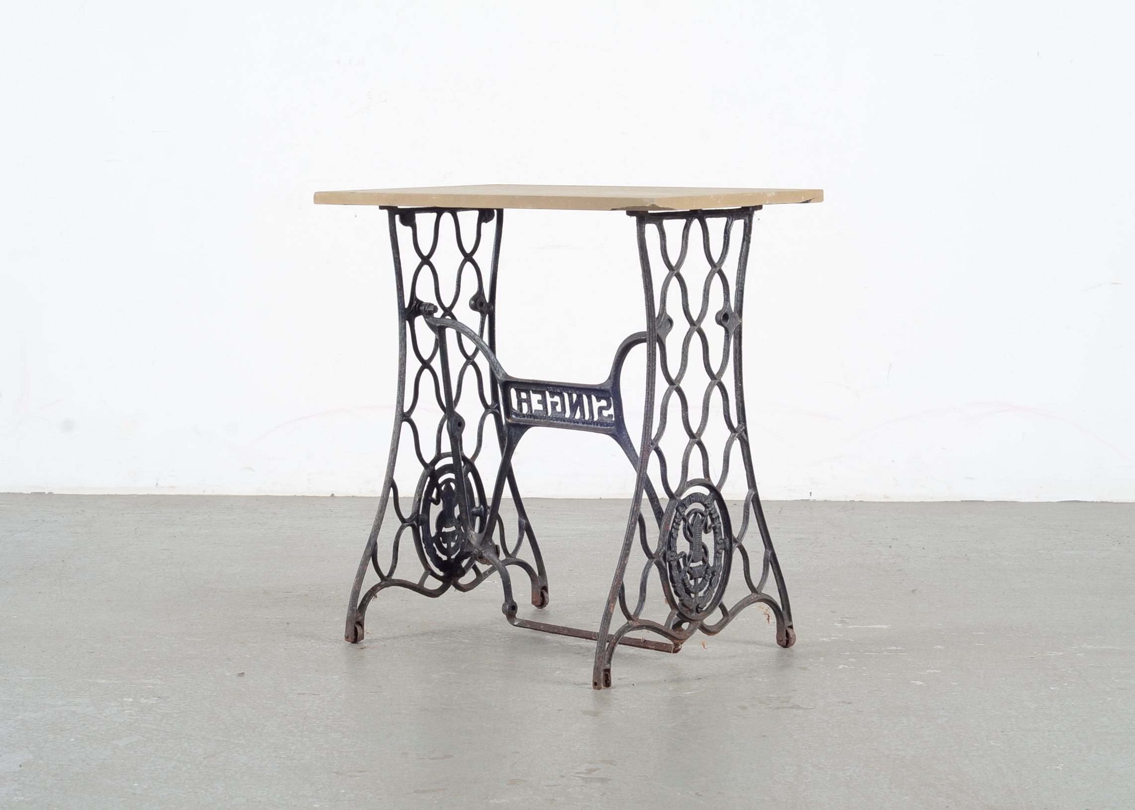 Marble Top And Iron Singer Stand Table