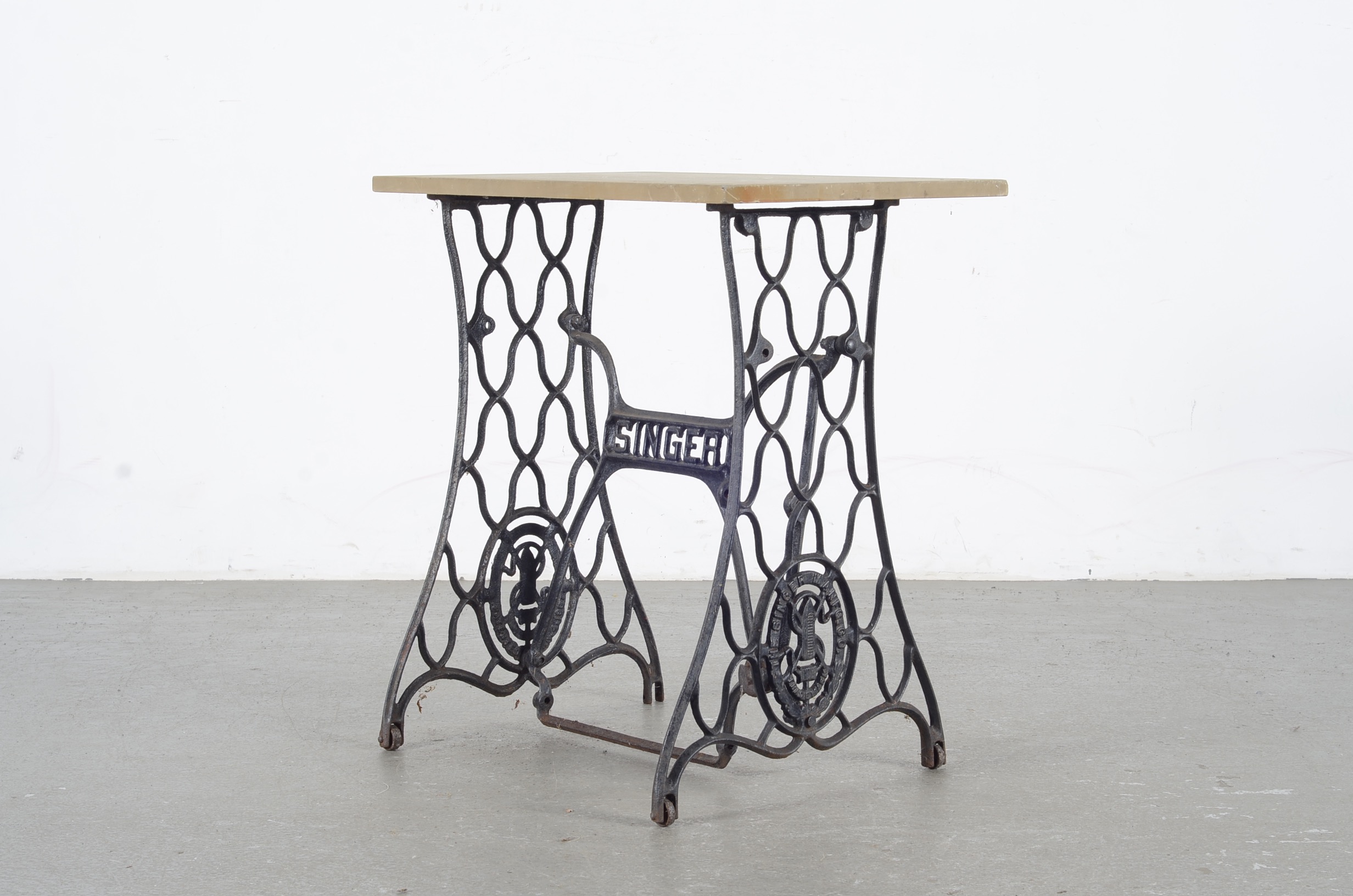 Marble Top And Iron Singer Stand Table