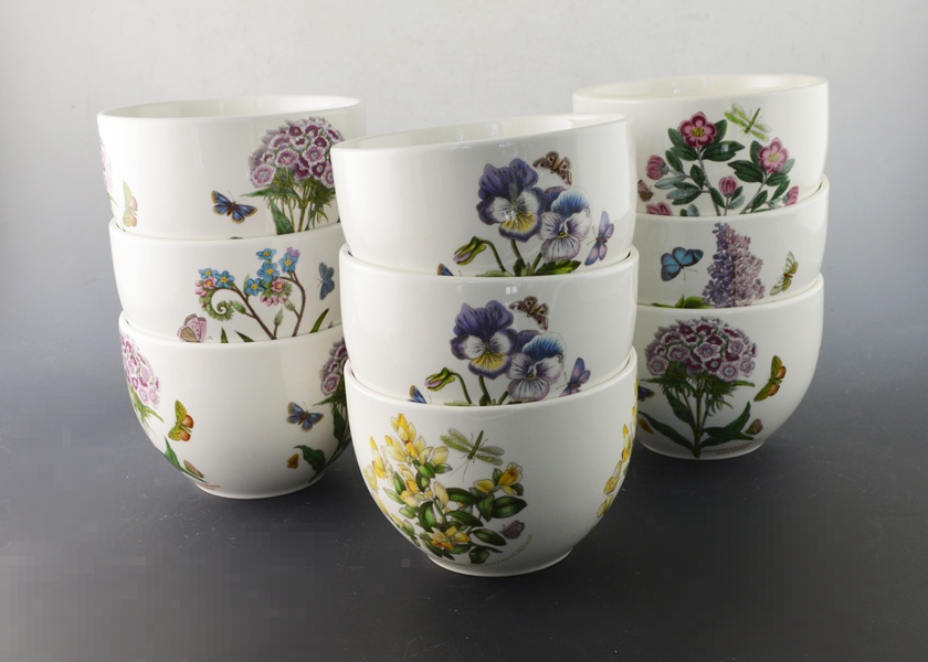 Portmeirion "Botanic Garden" Ceramic Chili Bowls Set of Nine