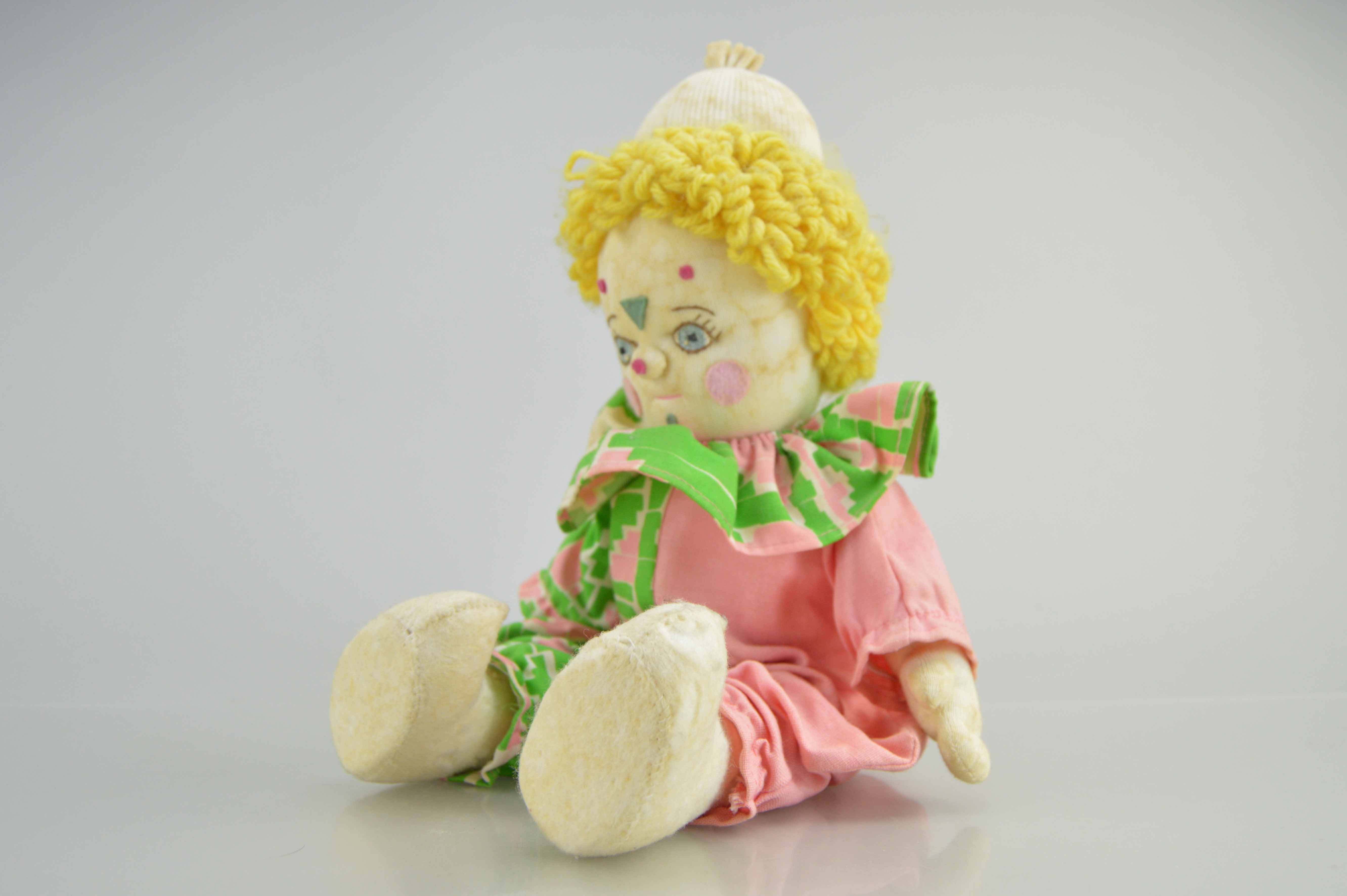 Vintage Sock Monkey In Suit And Handmade Clown Doll