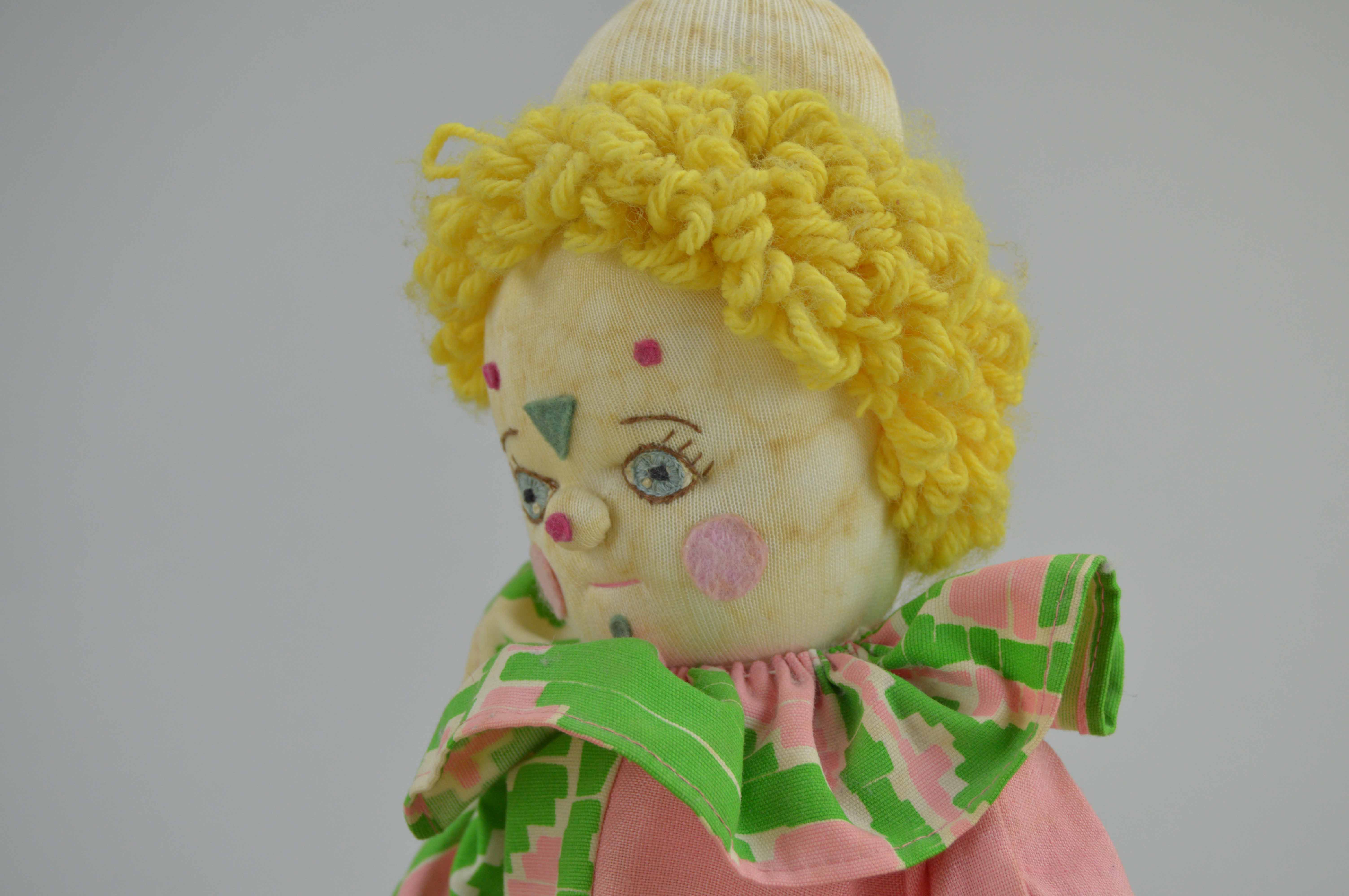 Vintage Sock Monkey In Suit And Handmade Clown Doll