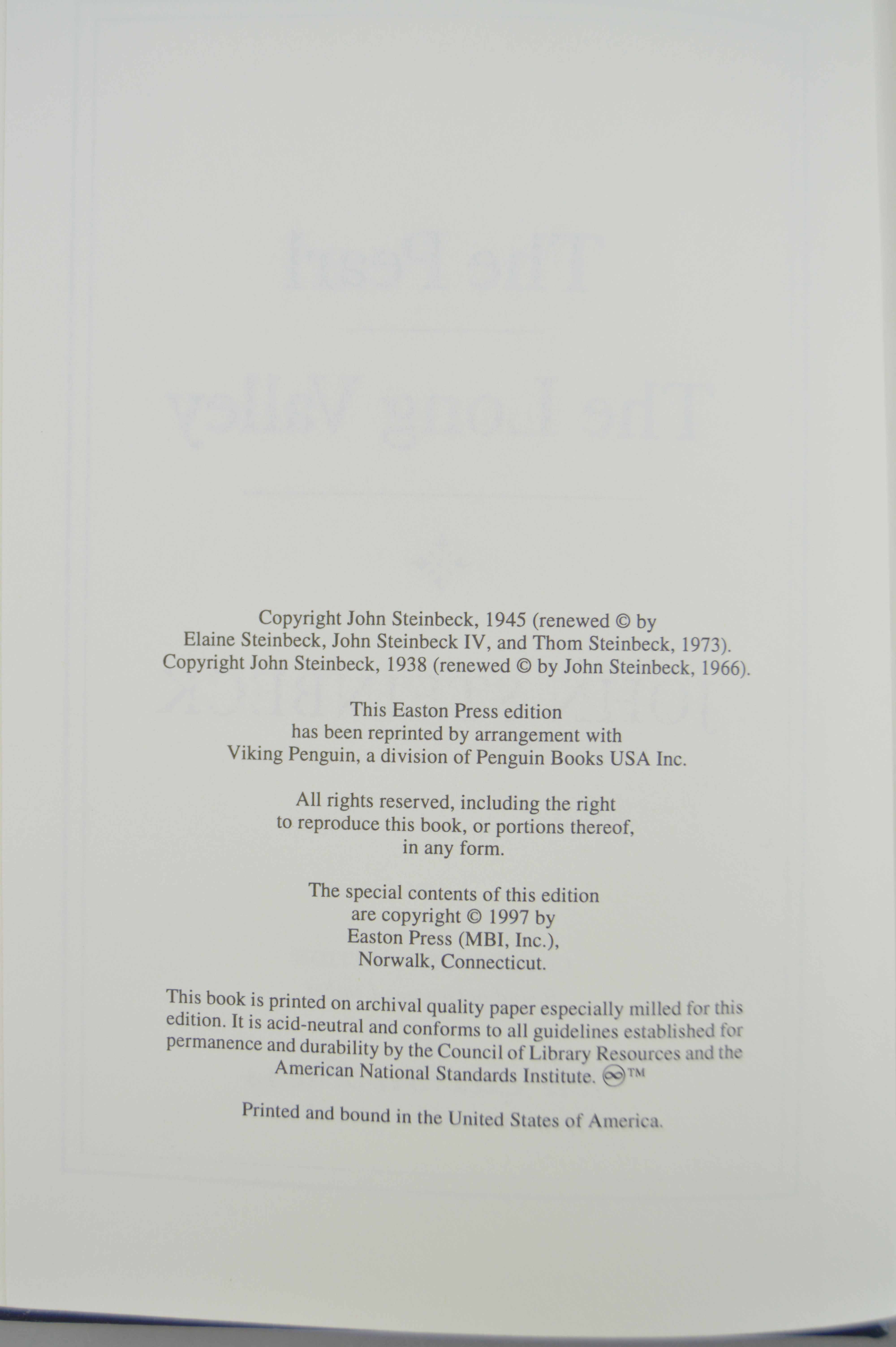 The Easton Press John Steinbeck Book Collection