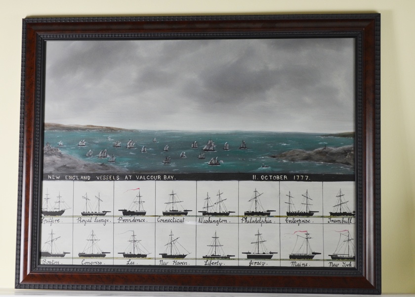 Watercolor/Ink Painting Of Battle Of Valcour Bay Vessels