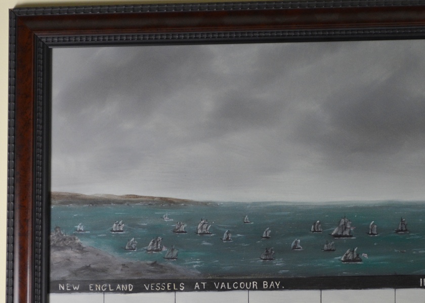 Watercolor/Ink Painting Of Battle Of Valcour Bay Vessels