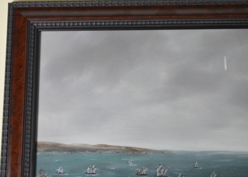 Watercolor/Ink Painting Of Battle Of Valcour Bay Vessels