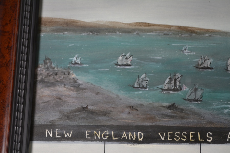 Watercolor/Ink Painting Of Battle Of Valcour Bay Vessels