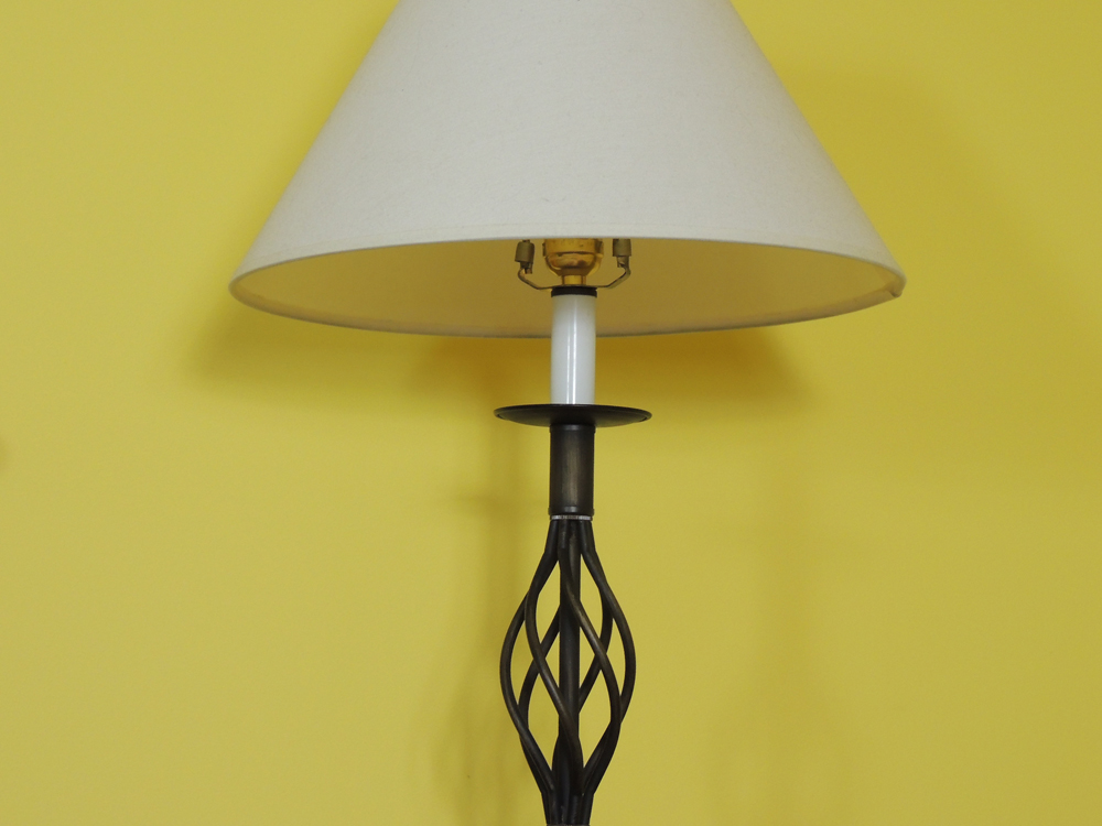 Black Iron Table Lamps and Tree Prints